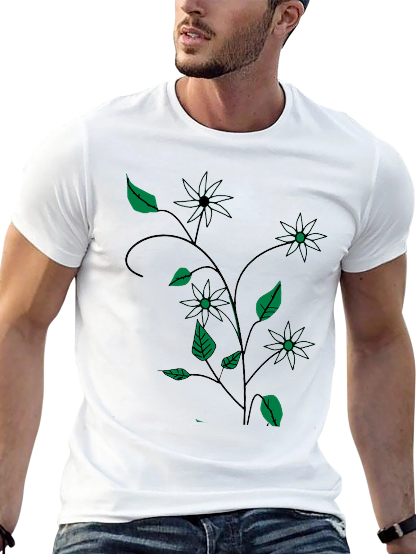 Black Floral Vine T-Shirt