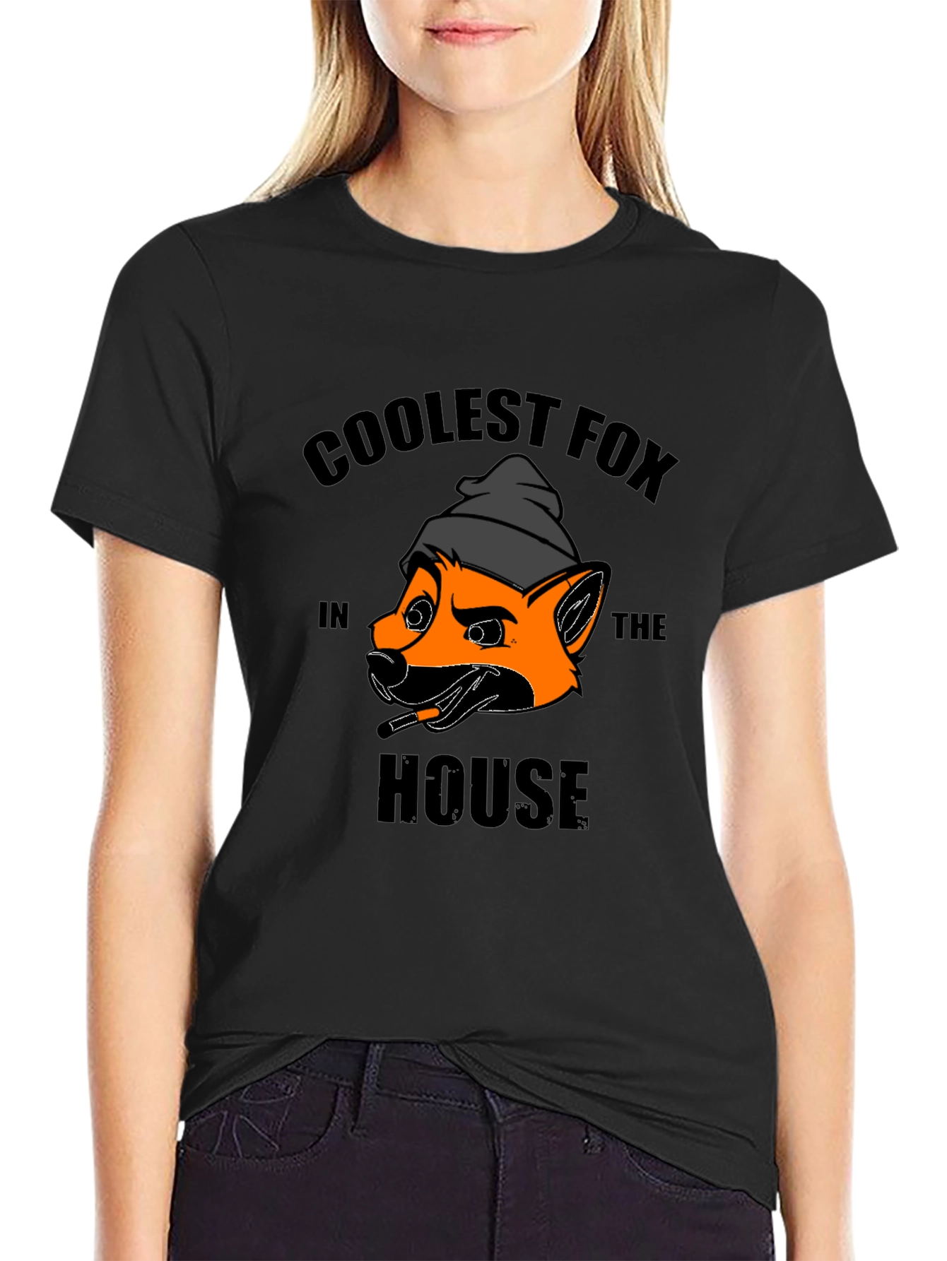 Coolest Fox in the House Black T-Shirt