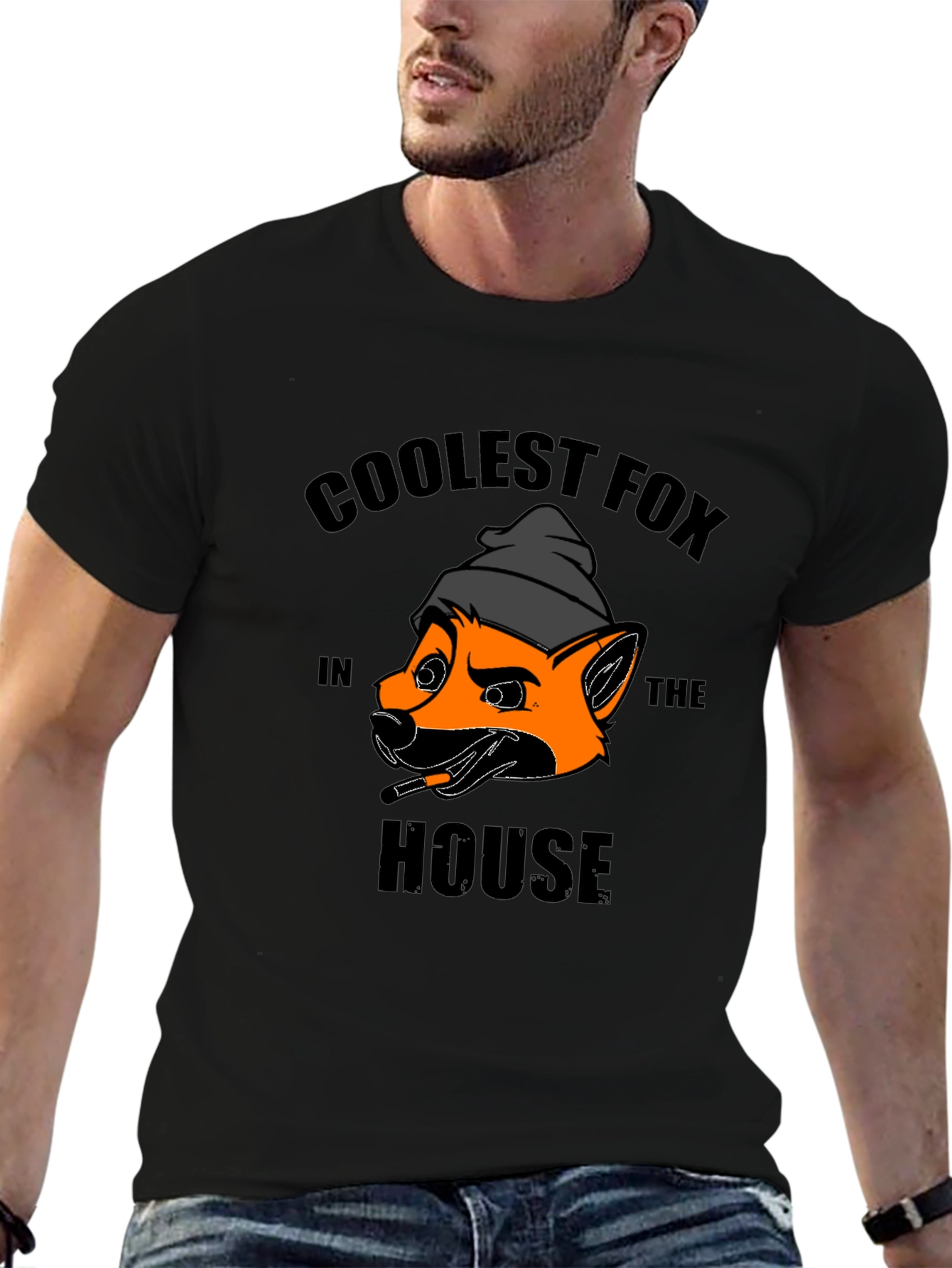 Coolest Fox in the House Black T-Shirt
