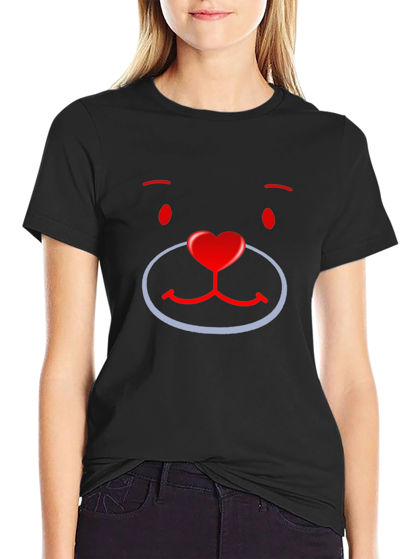 Cute Cartoon Bear Face Graphic T-Shirt
