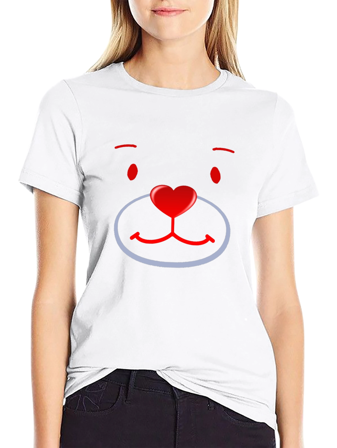 Cute Cartoon Bear Face Graphic T-Shirt