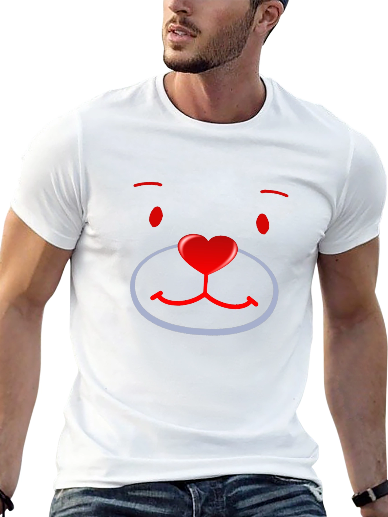 Cute Cartoon Bear Face Graphic T-Shirt