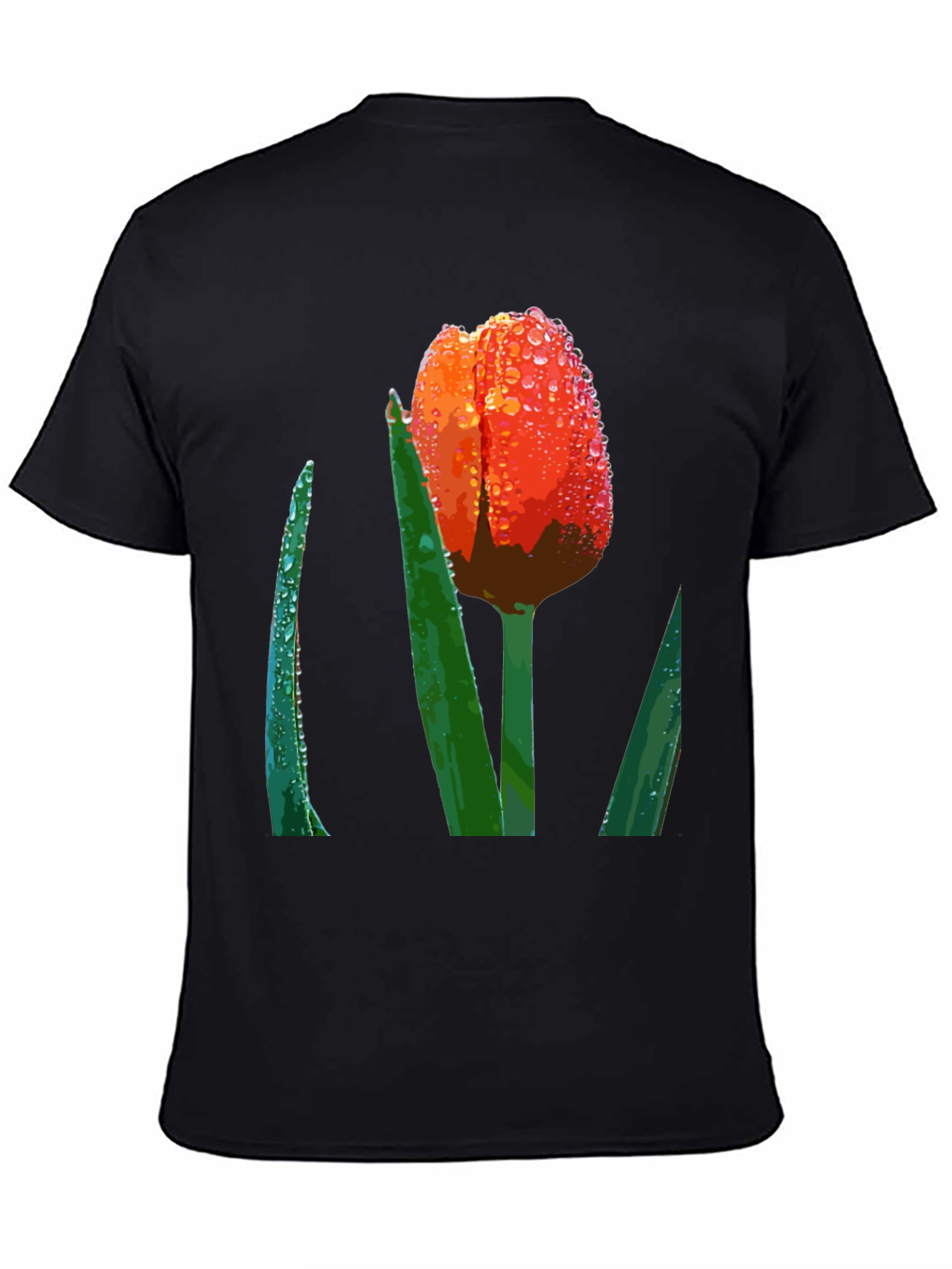 Tulip Dewdrop Graphic Tee - Unique Floral Design