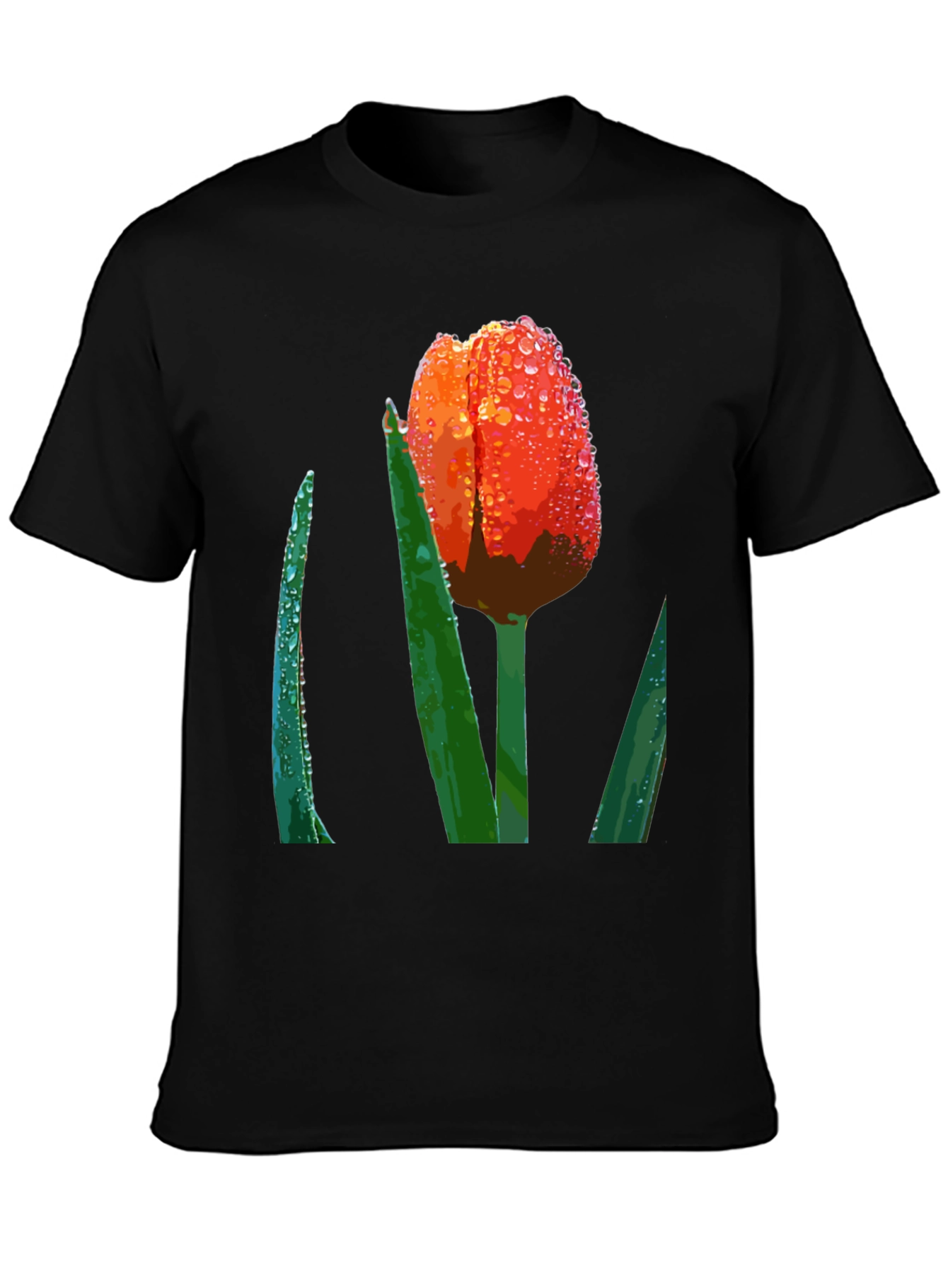 Tulip Dewdrop Graphic Tee - Unique Floral Design