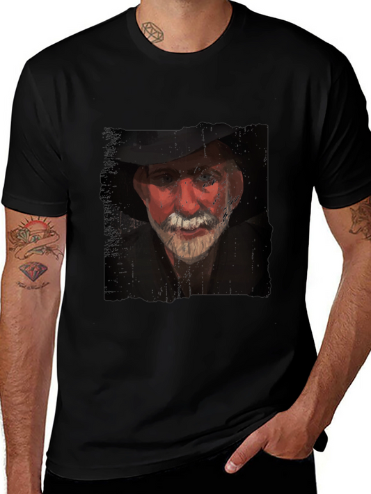 Vintage Cowboy Portrait Black T-Shirt