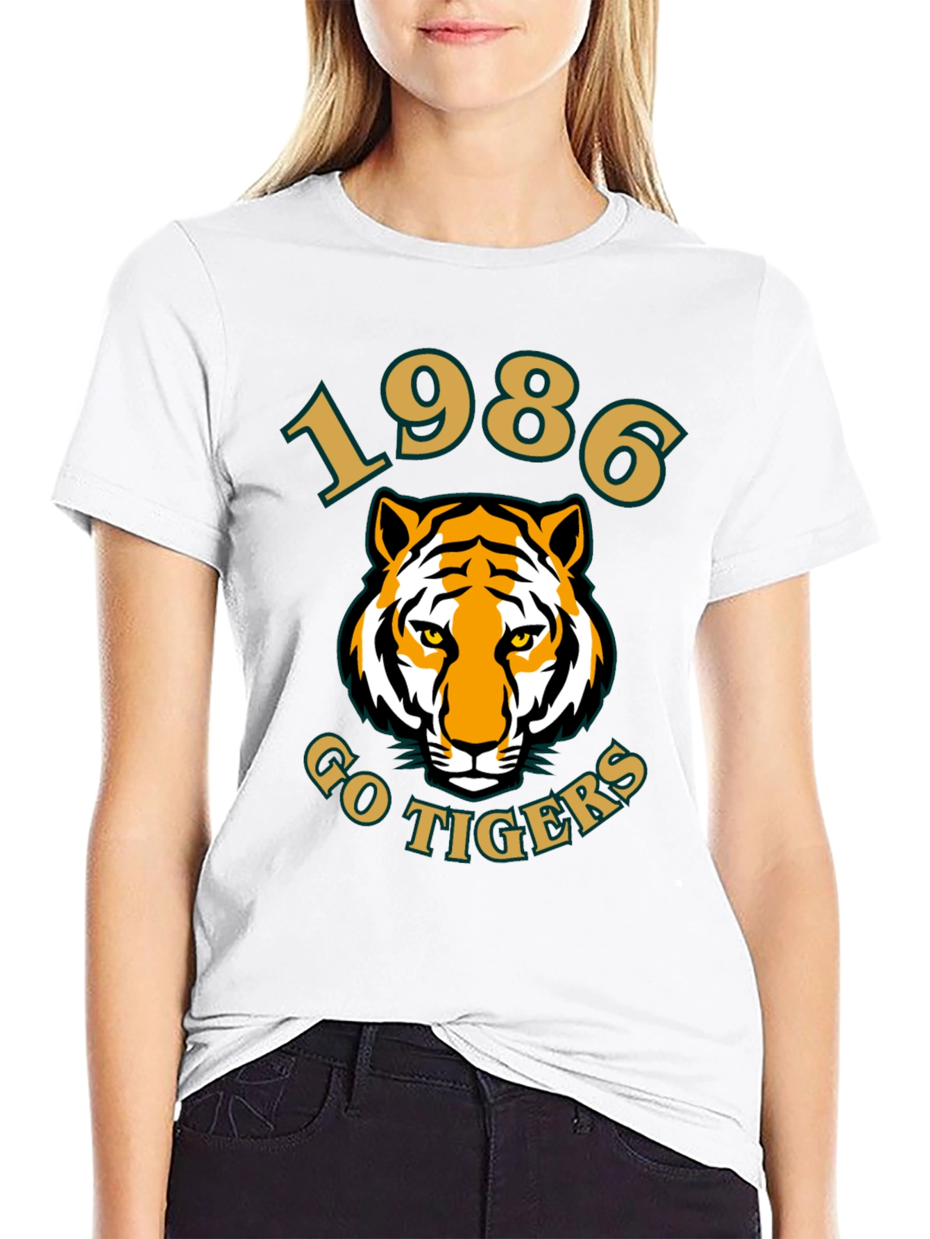 1986 Go Tigers T-Shirt - Black Cotton Tee