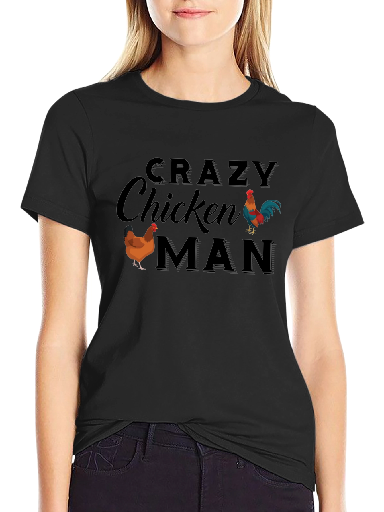 Crazy Chicken Man T-Shirt - Novelty Tee