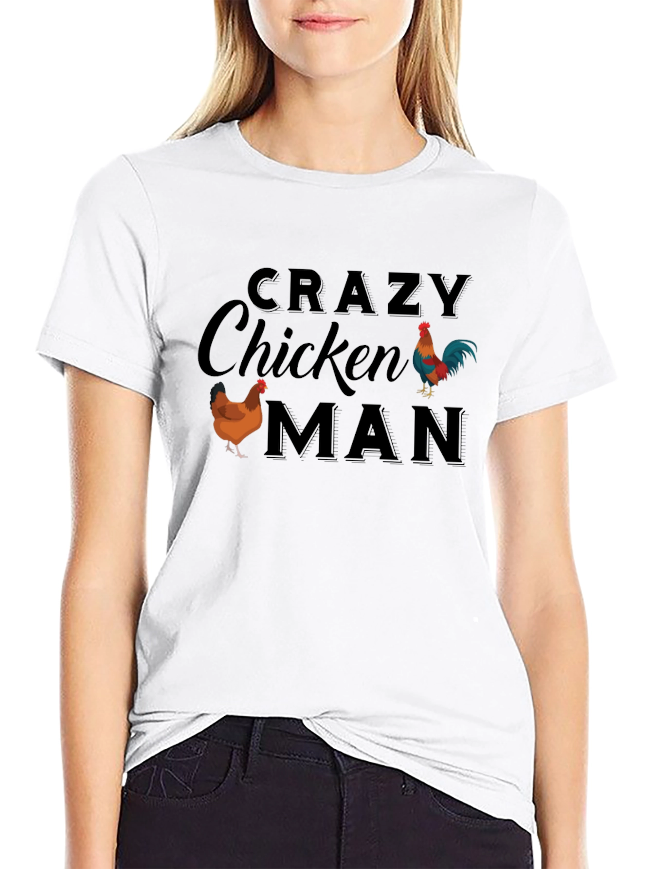 Crazy Chicken Man T-Shirt - Novelty Tee