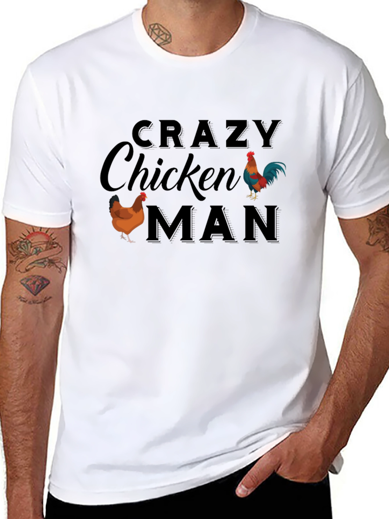 Crazy Chicken Man T-Shirt - Novelty Tee