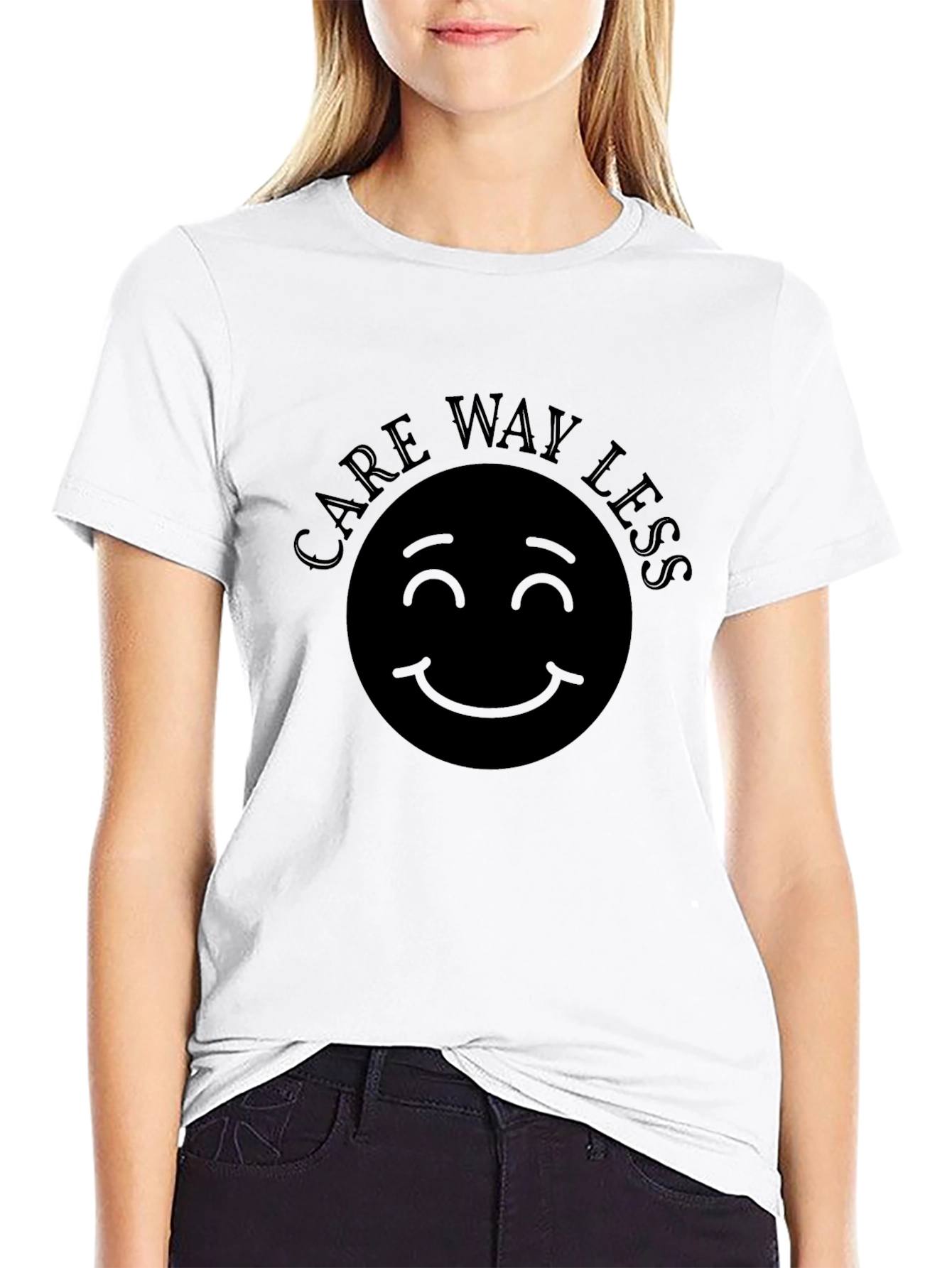 Care Way Less Graphic Black T-Shirt