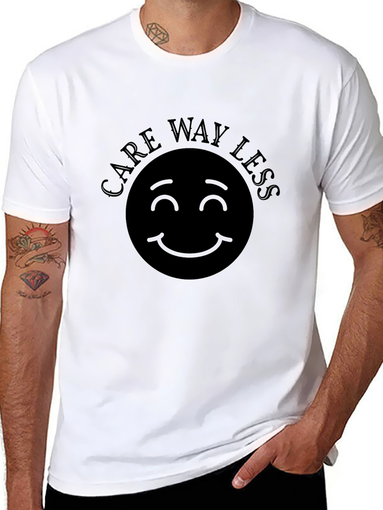 Care Way Less Graphic Black T-Shirt