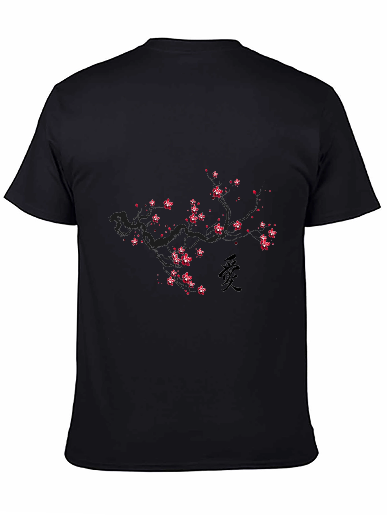 Cherry Blossom Print Black T-Shirt - Modern Casual Wear