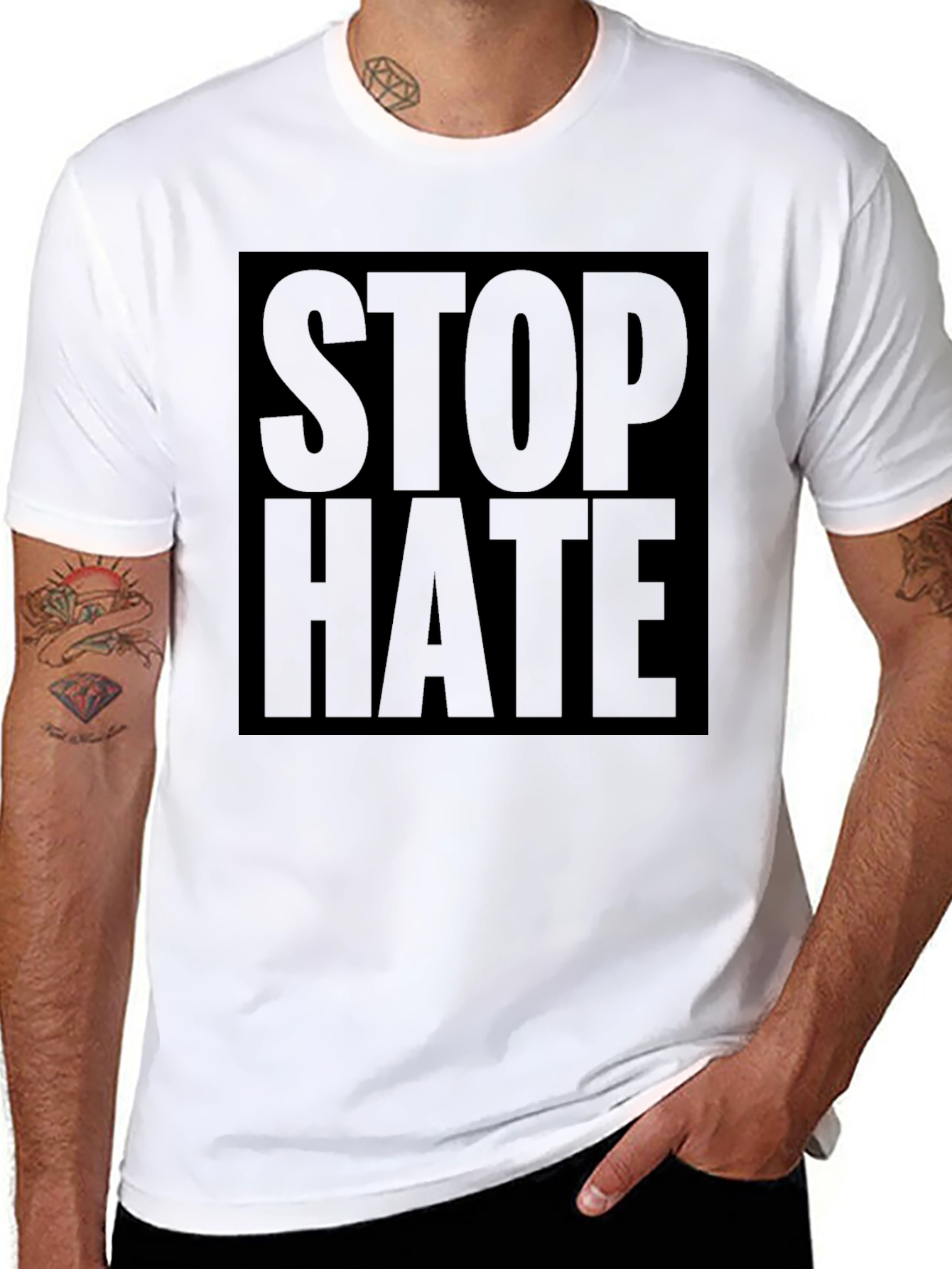 Stop Hate Statement Black T-Shirt