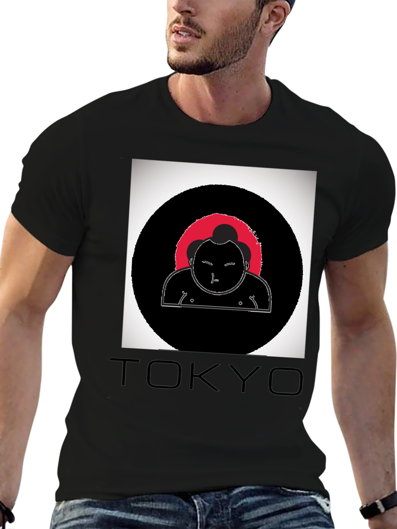 Tokyo Sumo Wrestler Graphic Black T-Shirt