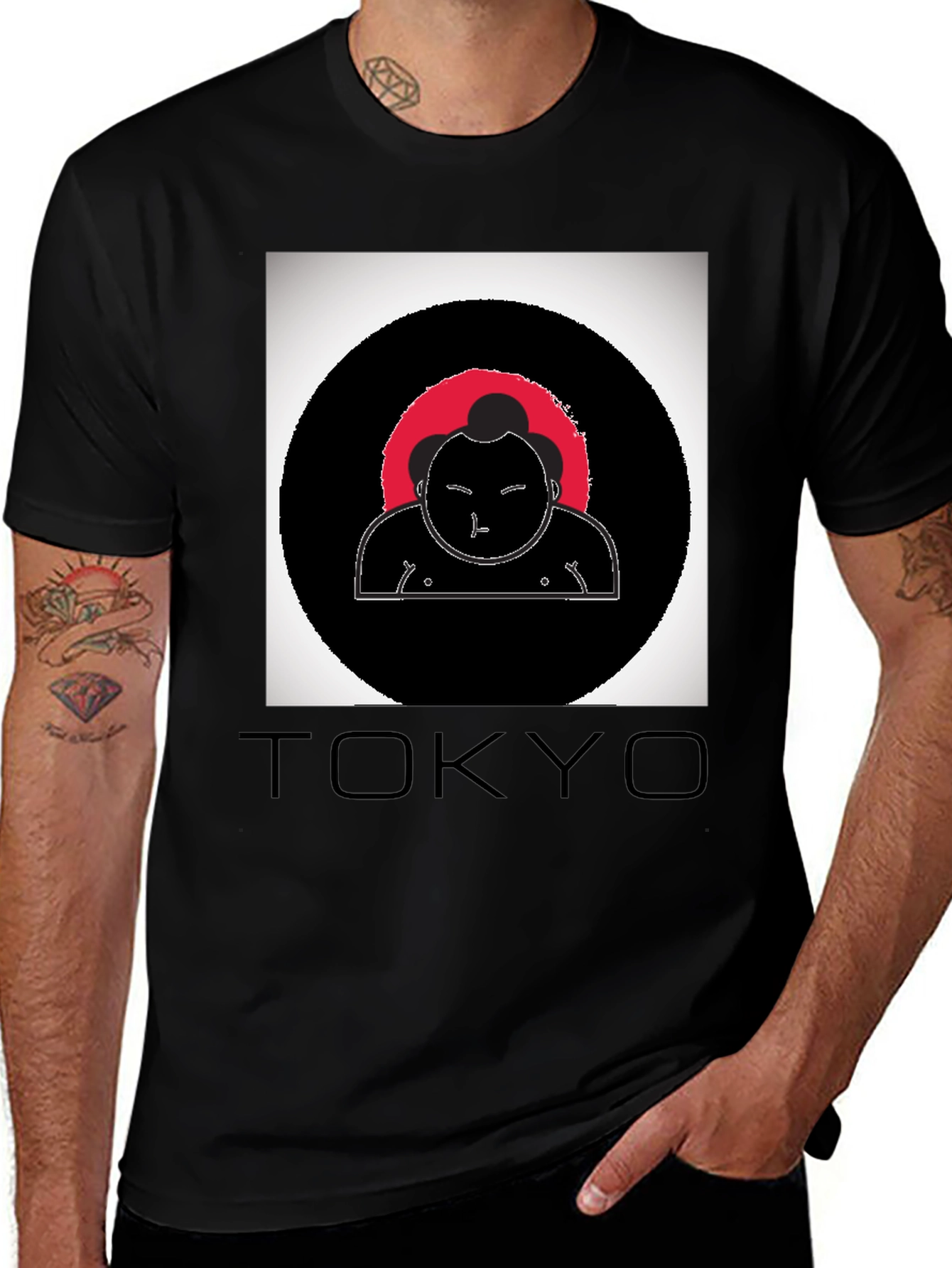 Tokyo Sumo Wrestler Graphic Black T-Shirt