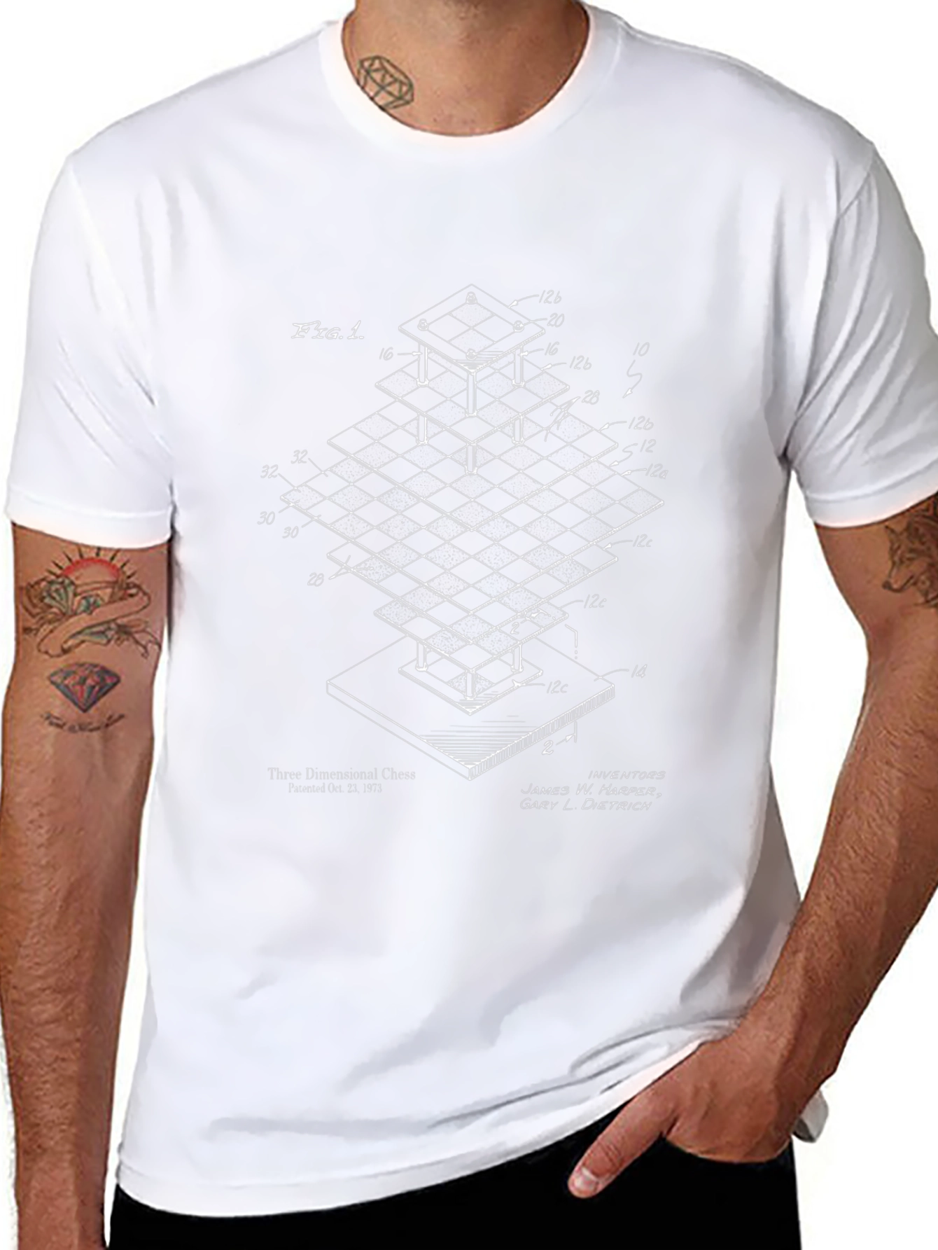 3D Chess Diagram Graphic T-Shirt