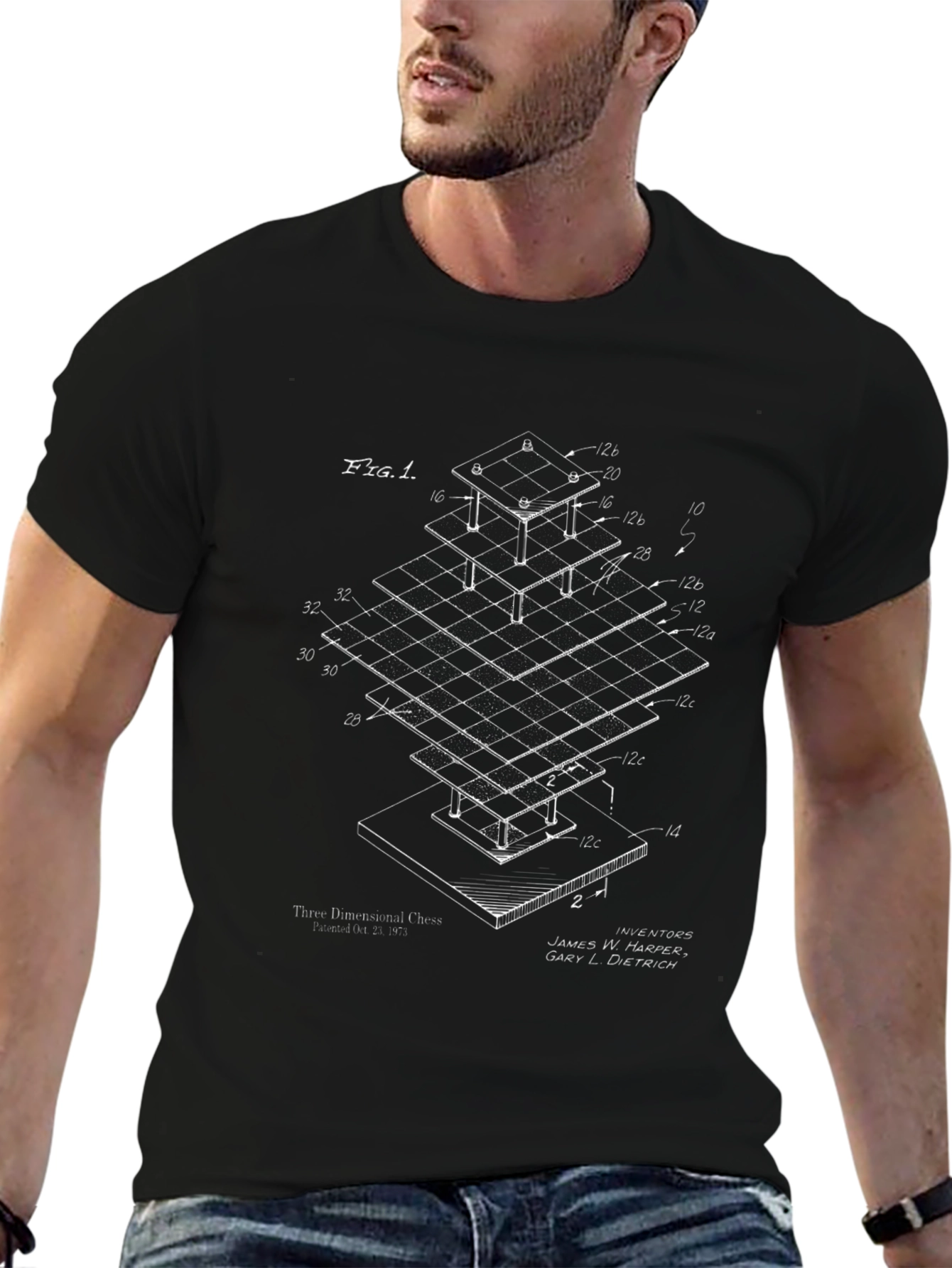 3D Chess Diagram Graphic T-Shirt