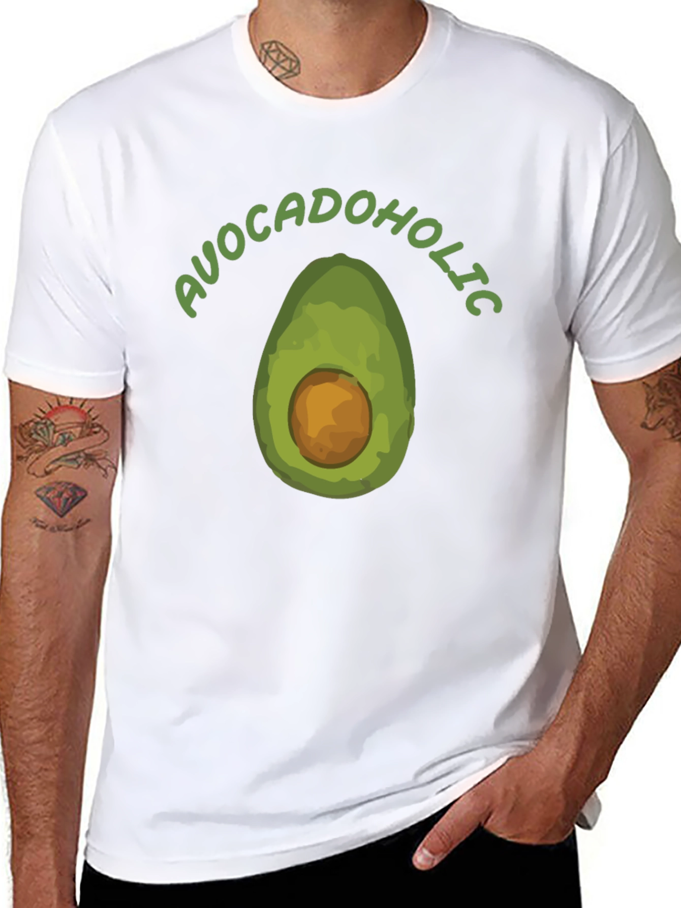 Avocadoholic Graphic T-Shirt - Black Casual