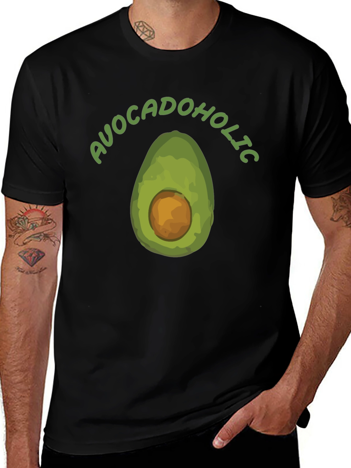 Avocadoholic Graphic T-Shirt - Black Casual