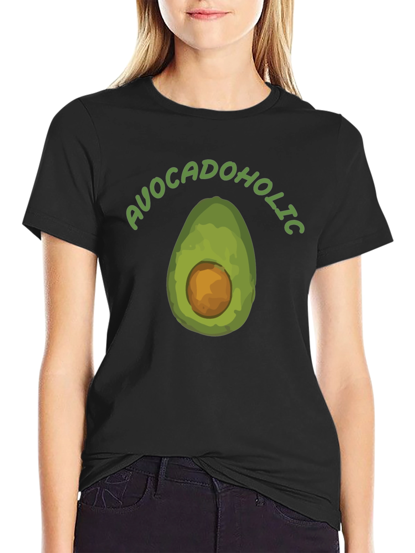 Avocadoholic Graphic T-Shirt - Black Casual