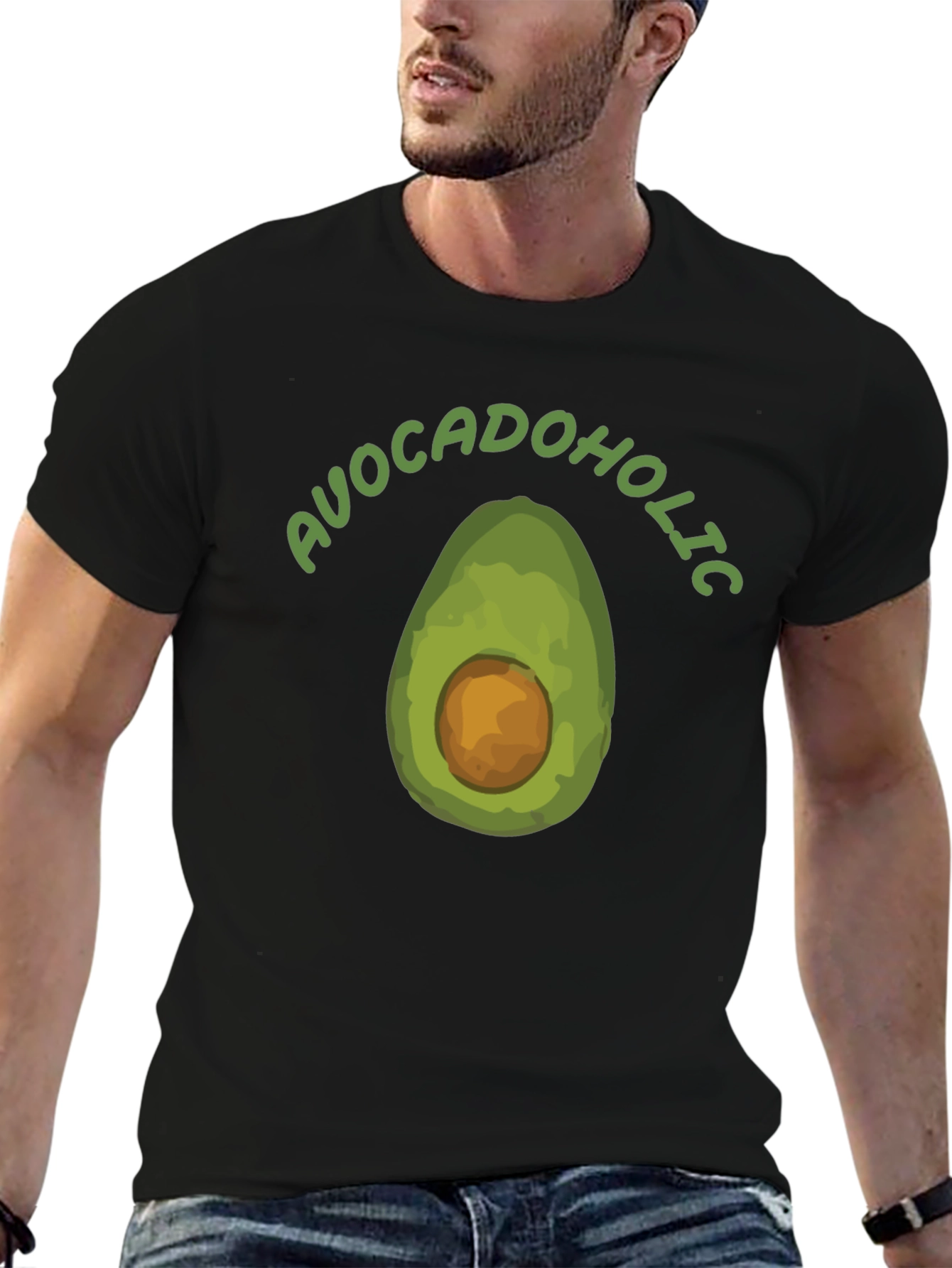 Avocadoholic Graphic T-Shirt - Black Casual