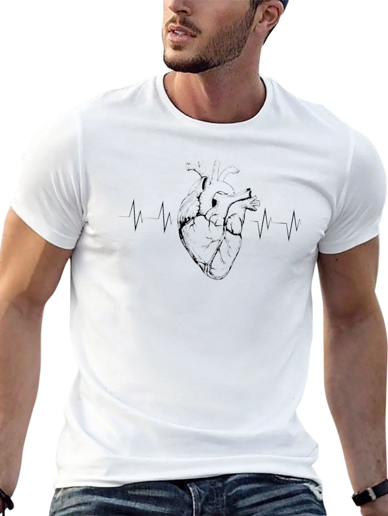 Anatomical Heartbeat Graphic Tee - Black