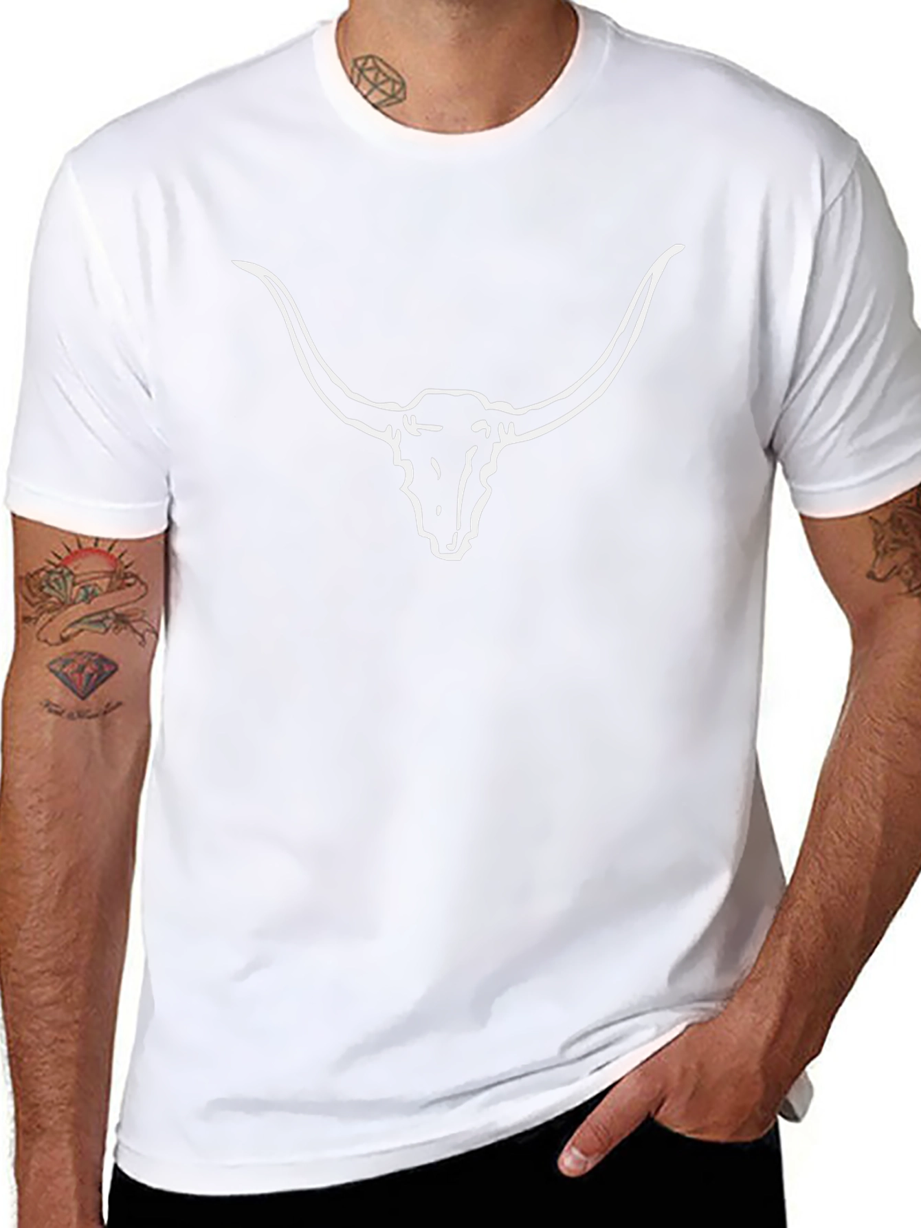 Texas Longhorn Skull Graphic Tee - Black