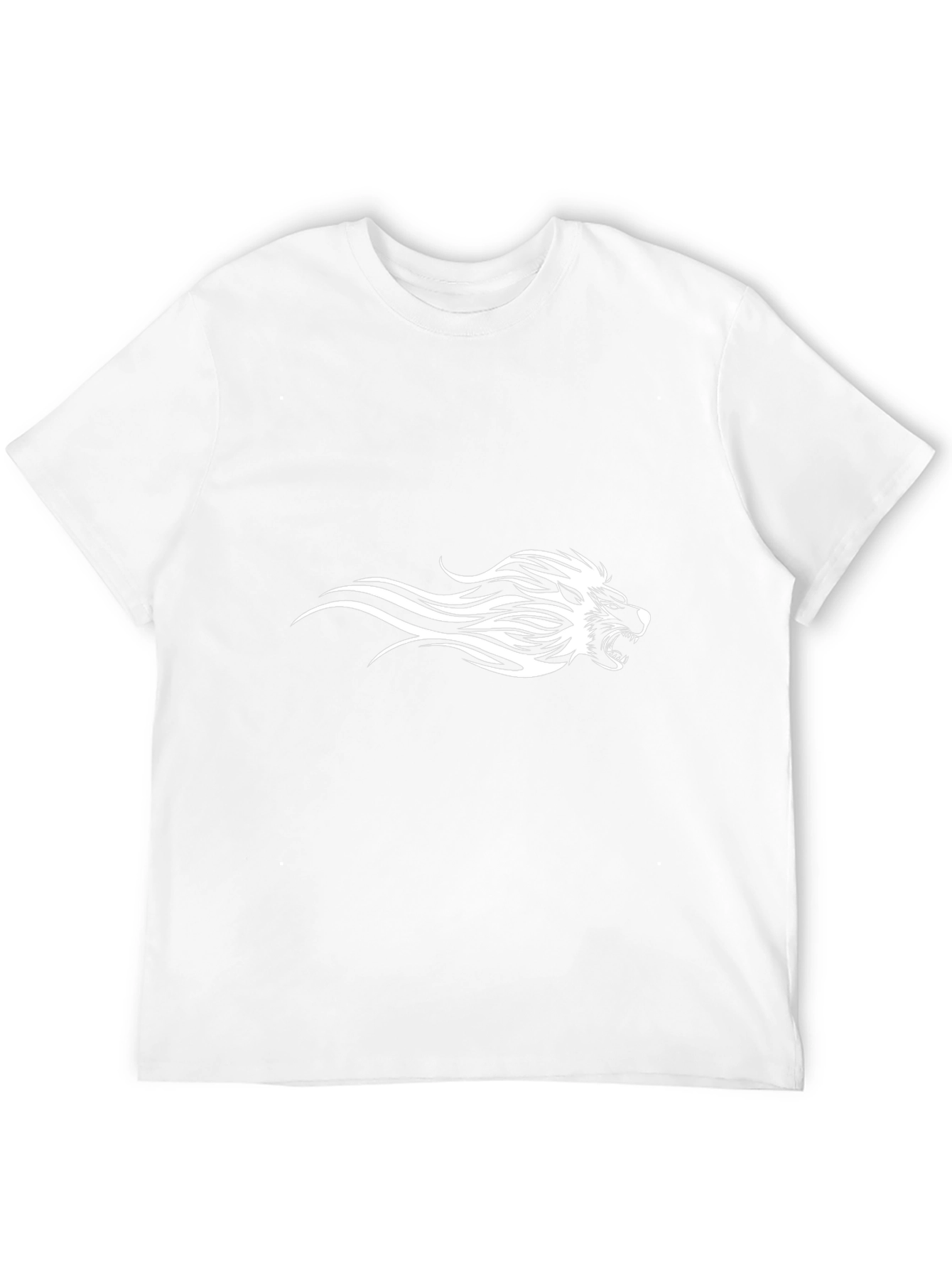 Black Tee with Fierce White Lion Design