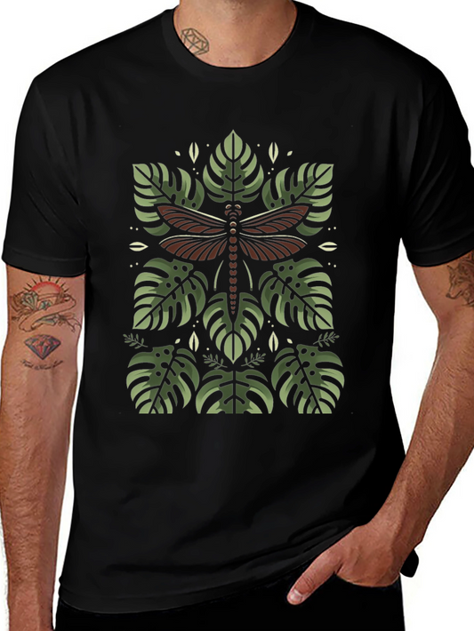 Botanical Dragonfly Graphic Tee - Stylish and Unique