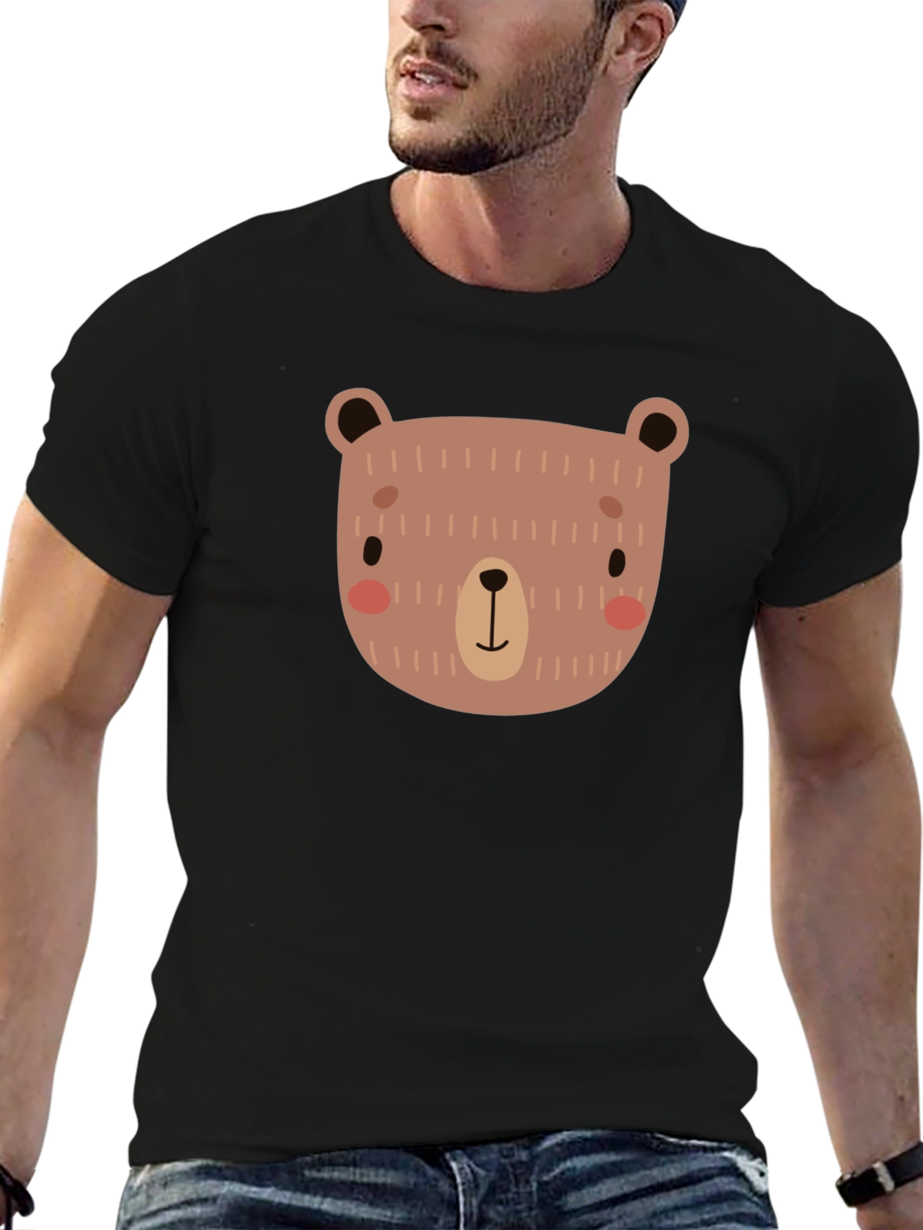 Cute Bear Graphic Black T-Shirt
