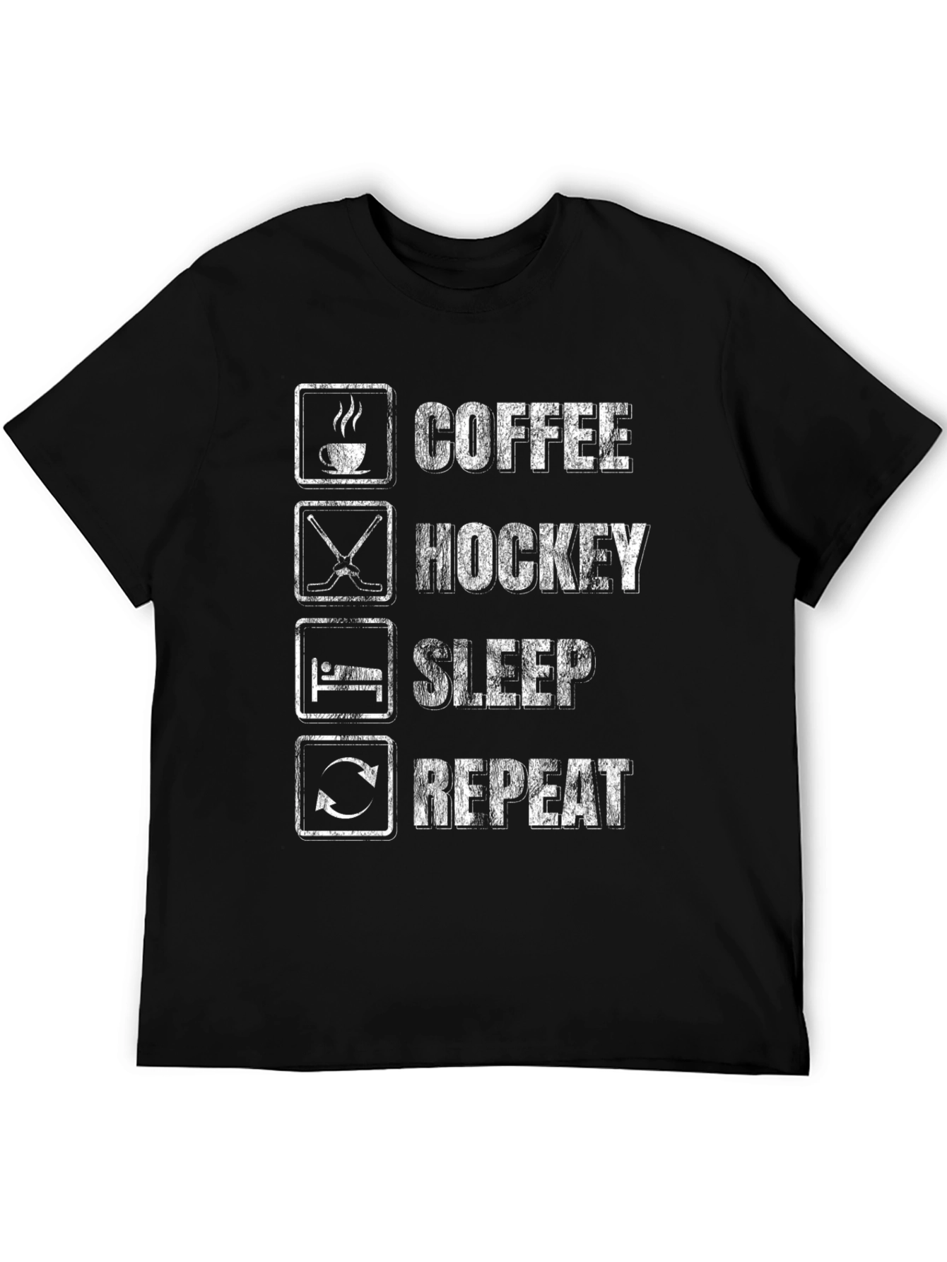 Coffee Hockey Sleep Repeat Graphic T-Shirt