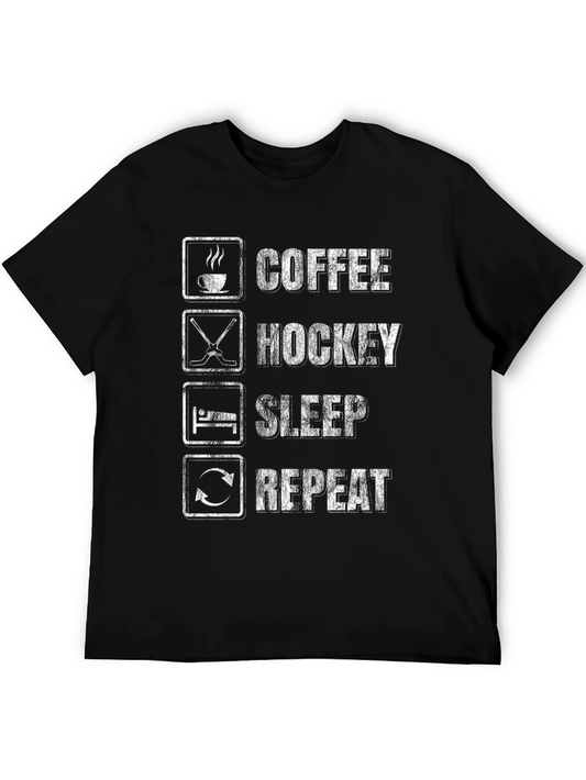 Coffee Hockey Sleep Repeat Graphic T-Shirt