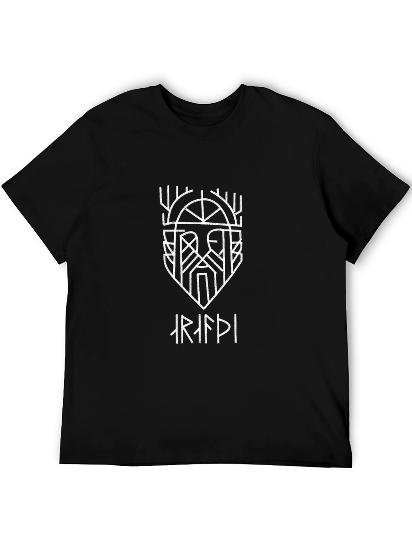 Abstract Viking Graphic Print Black T-Shirt