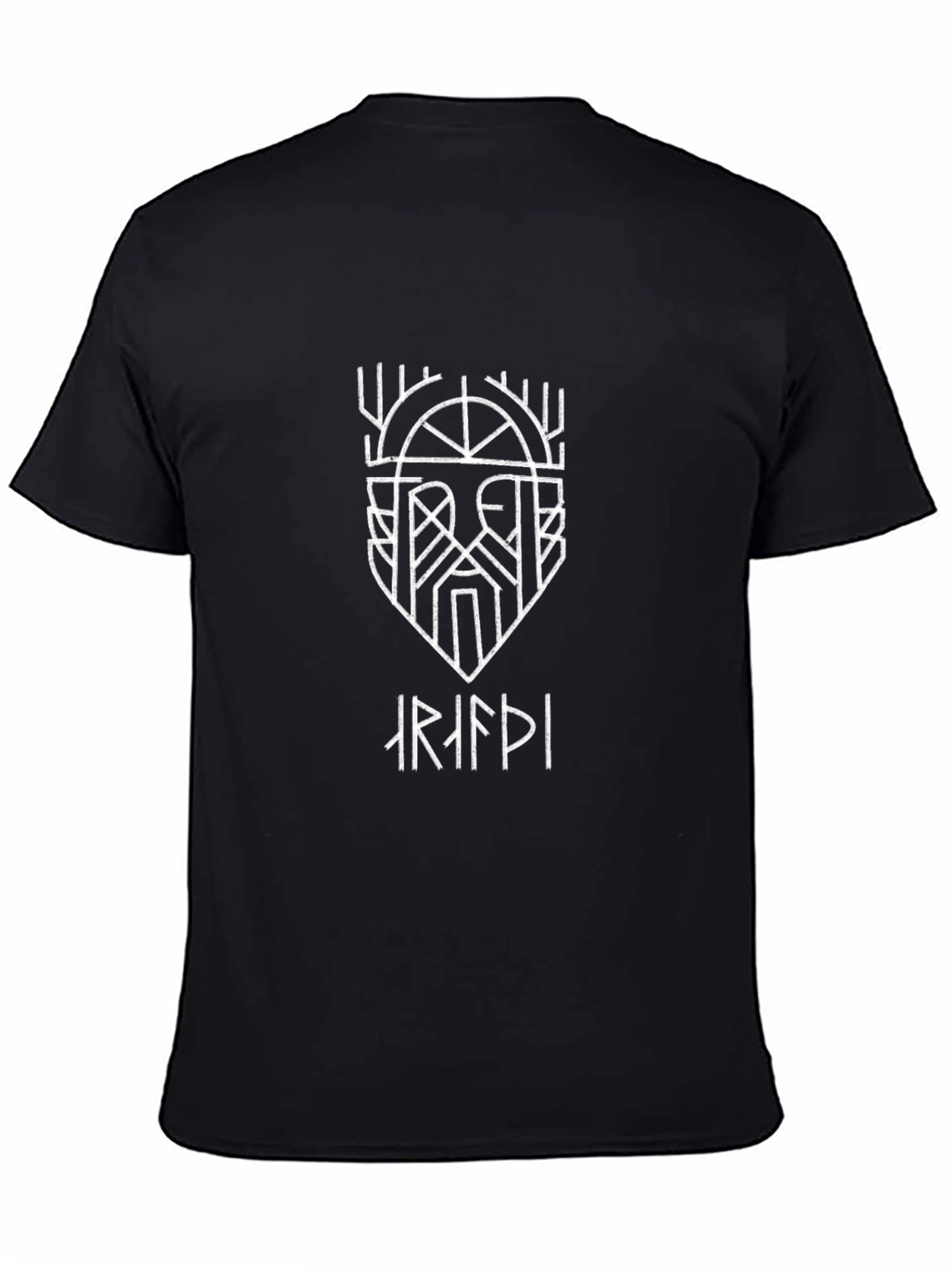 Abstract Viking Graphic Print Black T-Shirt