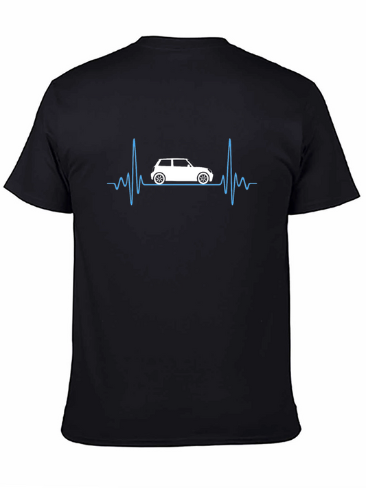 Car Heartbeat Graphic T-Shirt - Black