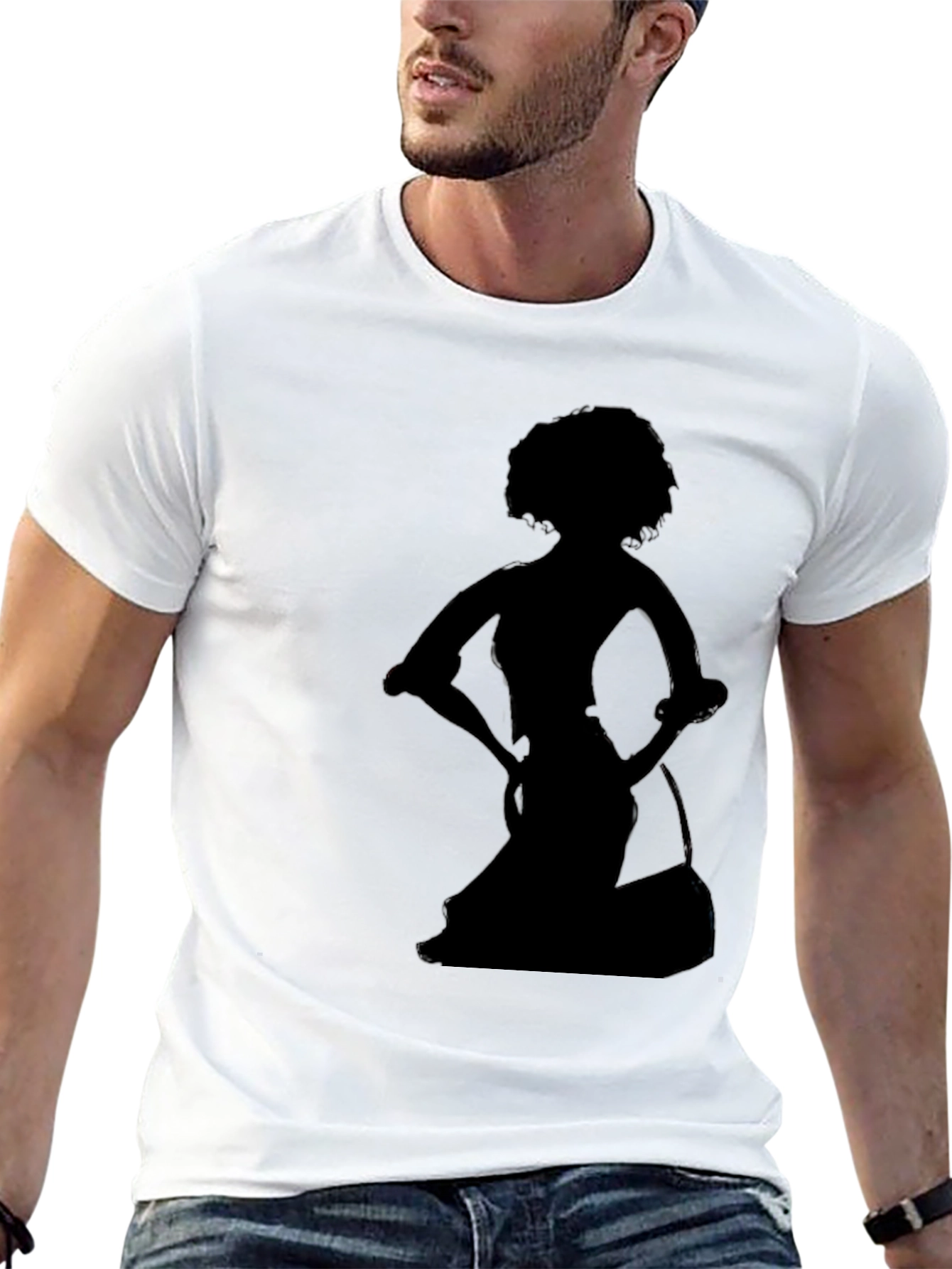 Silhouette Afro Woman Black Graphic T-Shirt