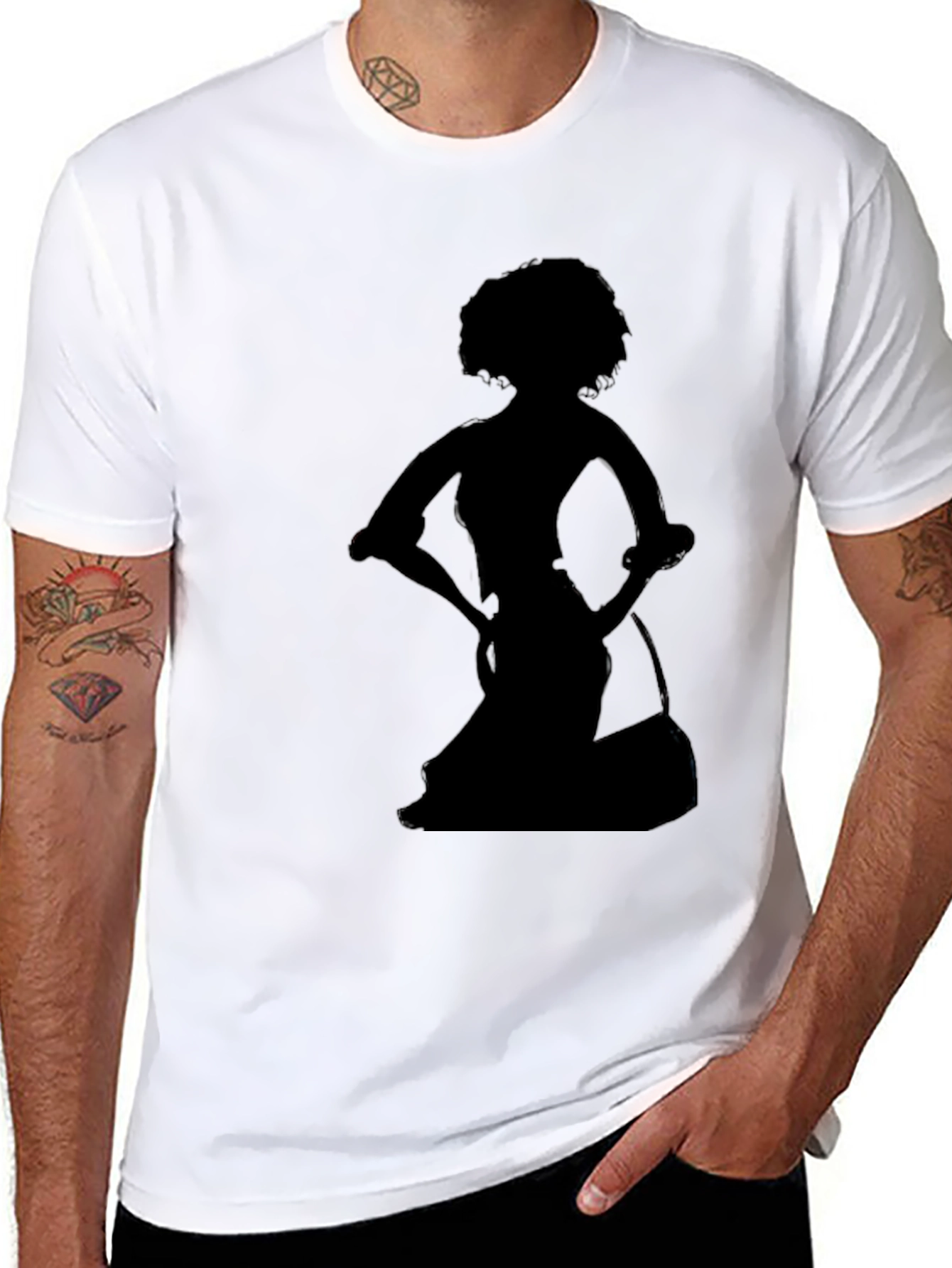 Silhouette Afro Woman Black Graphic T-Shirt