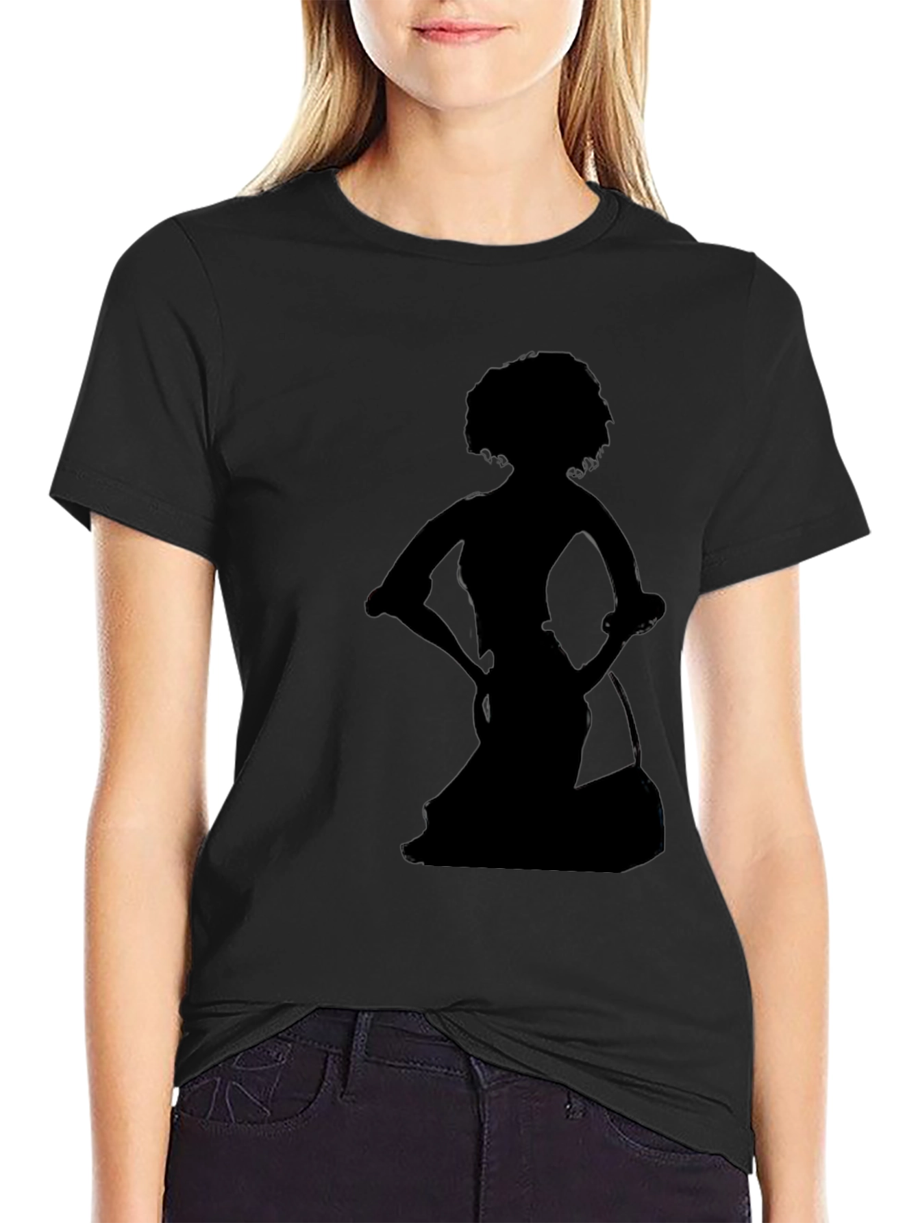 Silhouette Afro Woman Black Graphic T-Shirt