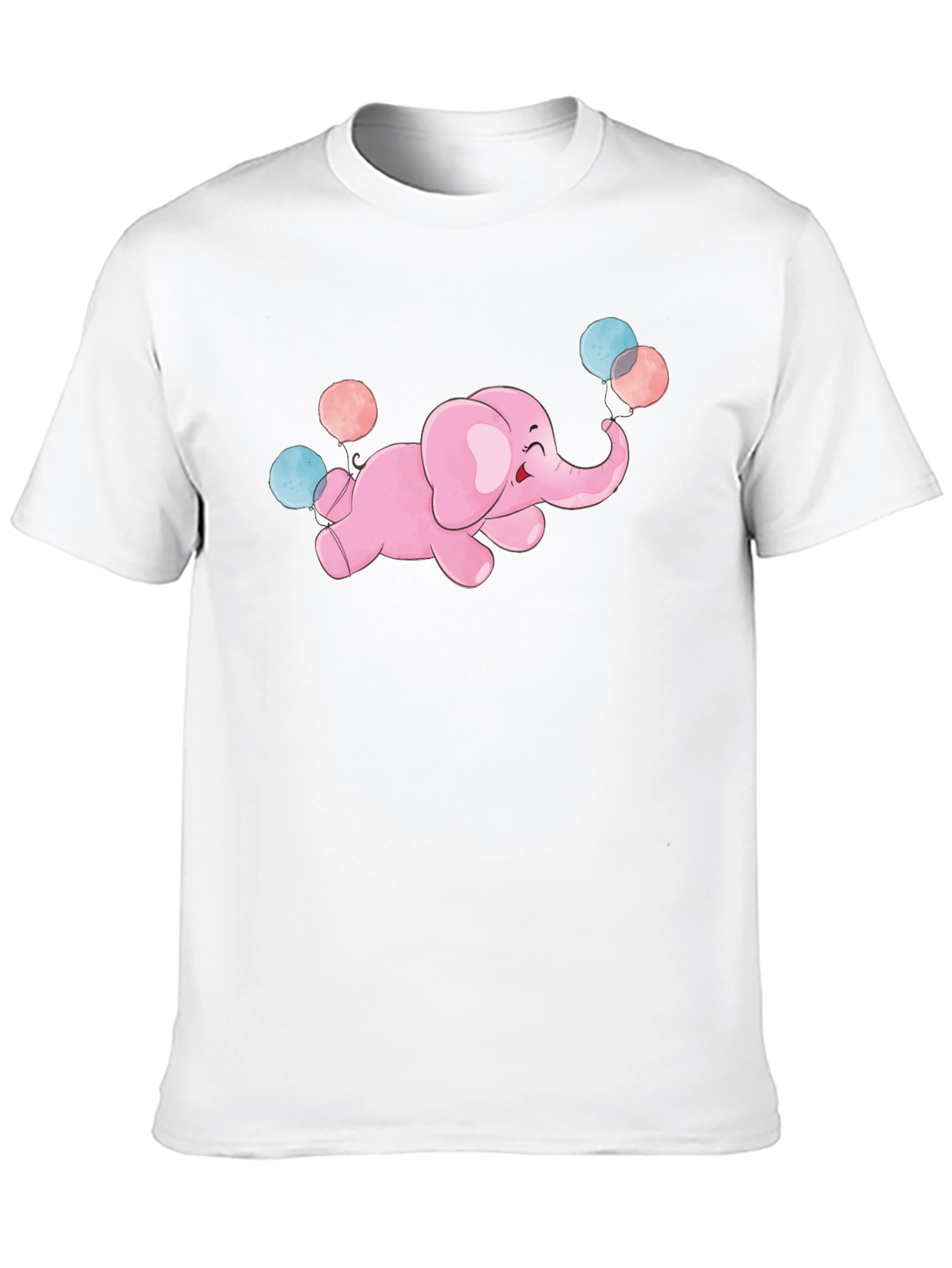 Cute Elephant Balloons Graphic Tee - Black