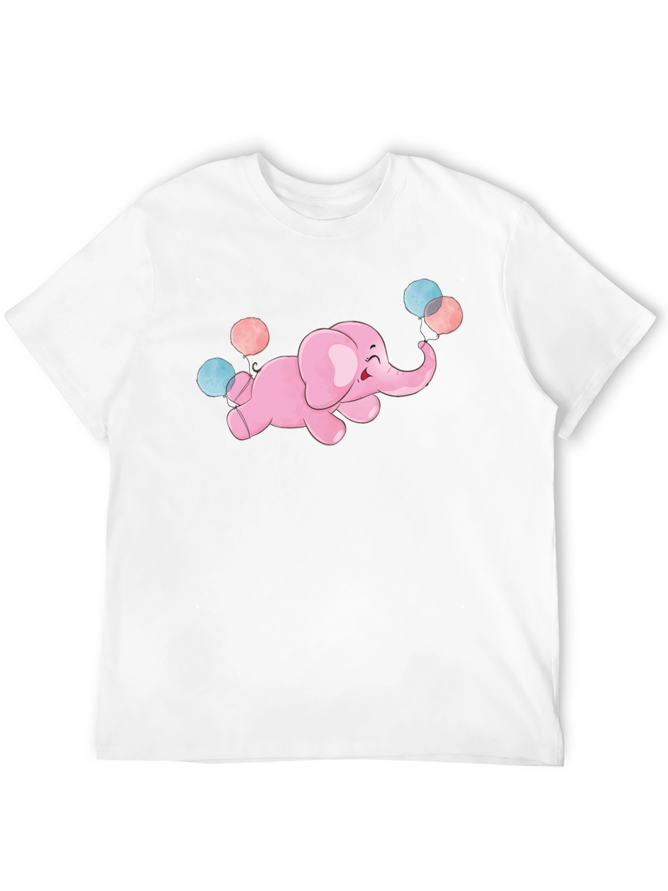Cute Elephant Balloons Graphic Tee - Black