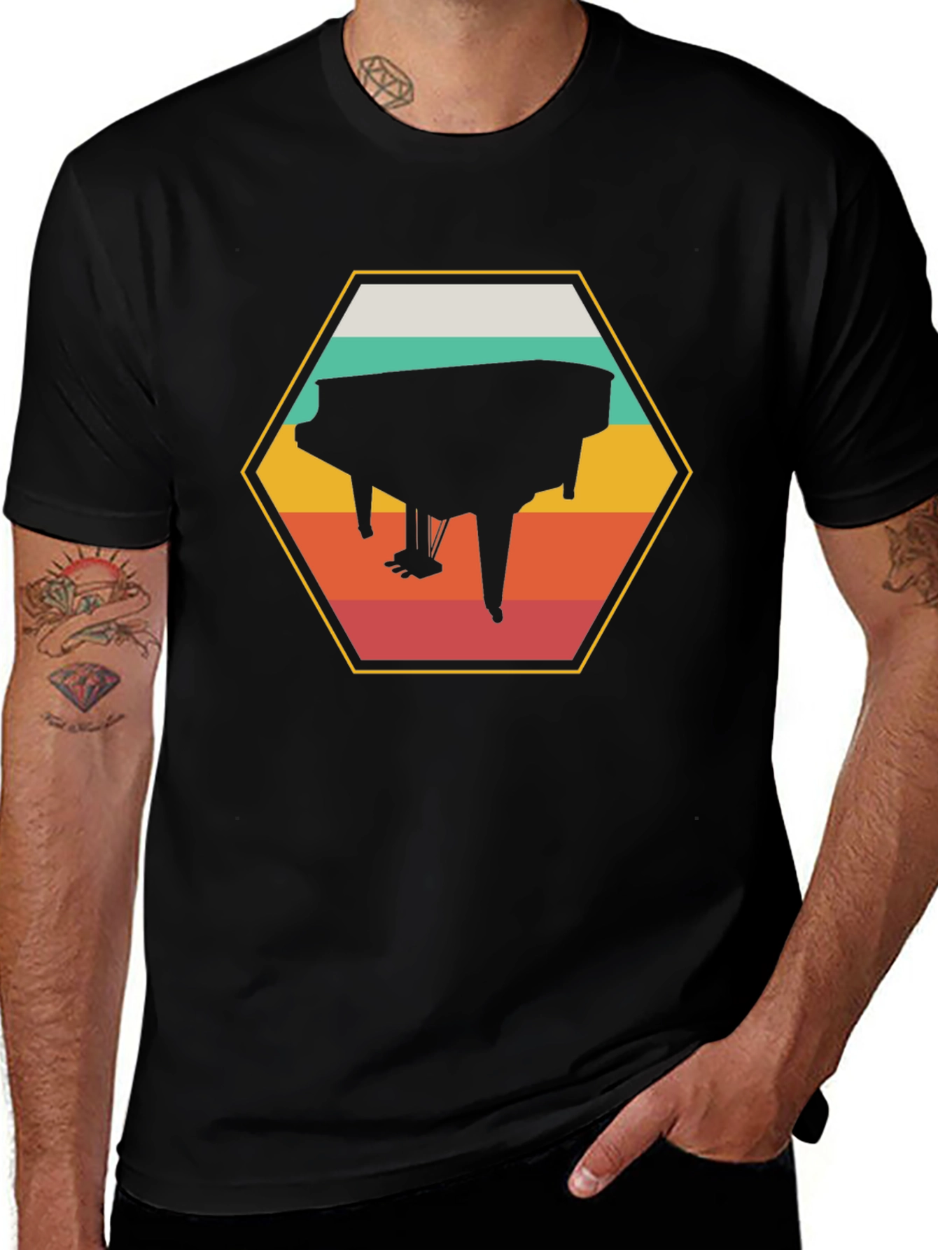 Retro Piano T-Shirt - Musical Instrument Graphic Tee