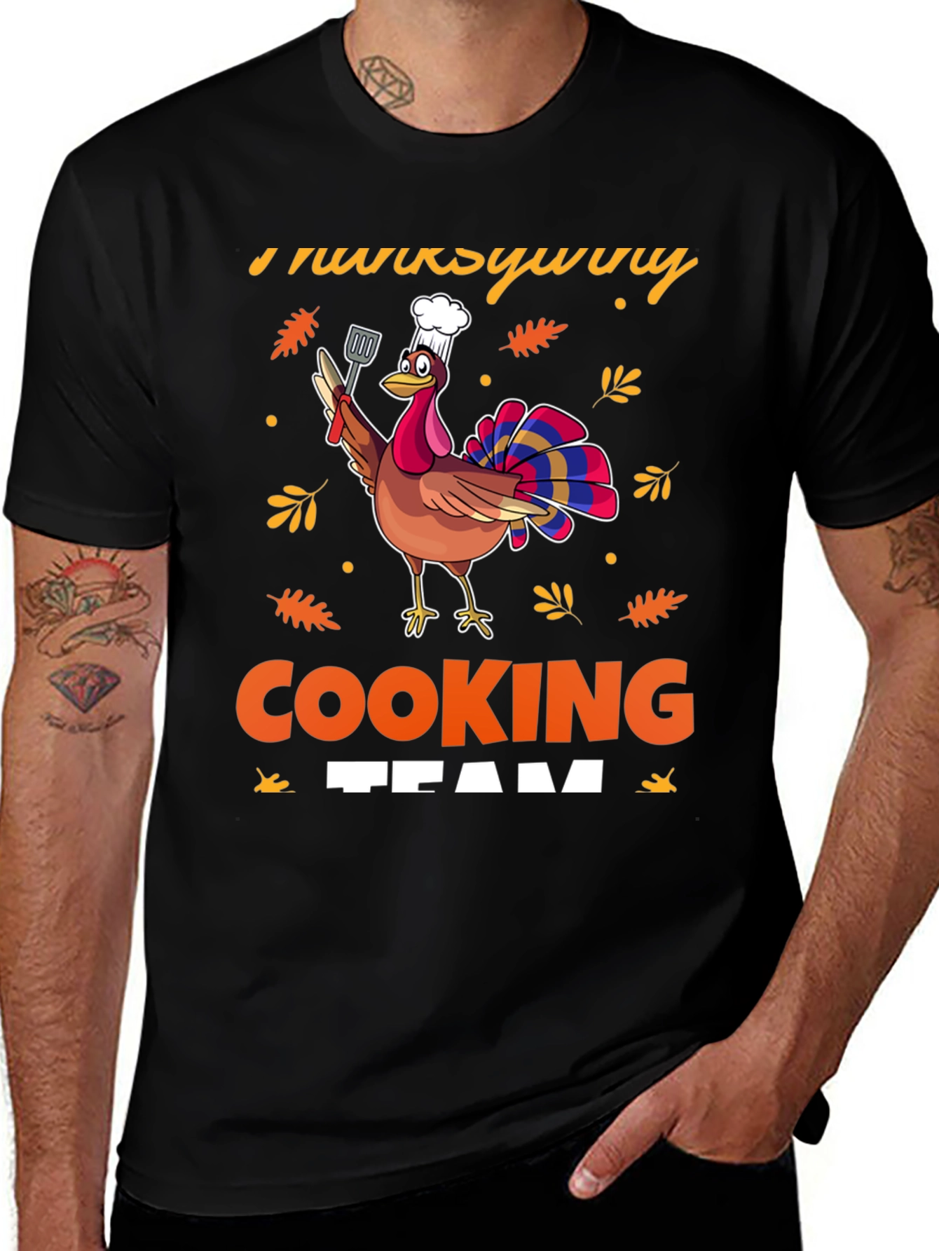 Thanksgiving Cooking Team Turkey Graphic T-Shirt