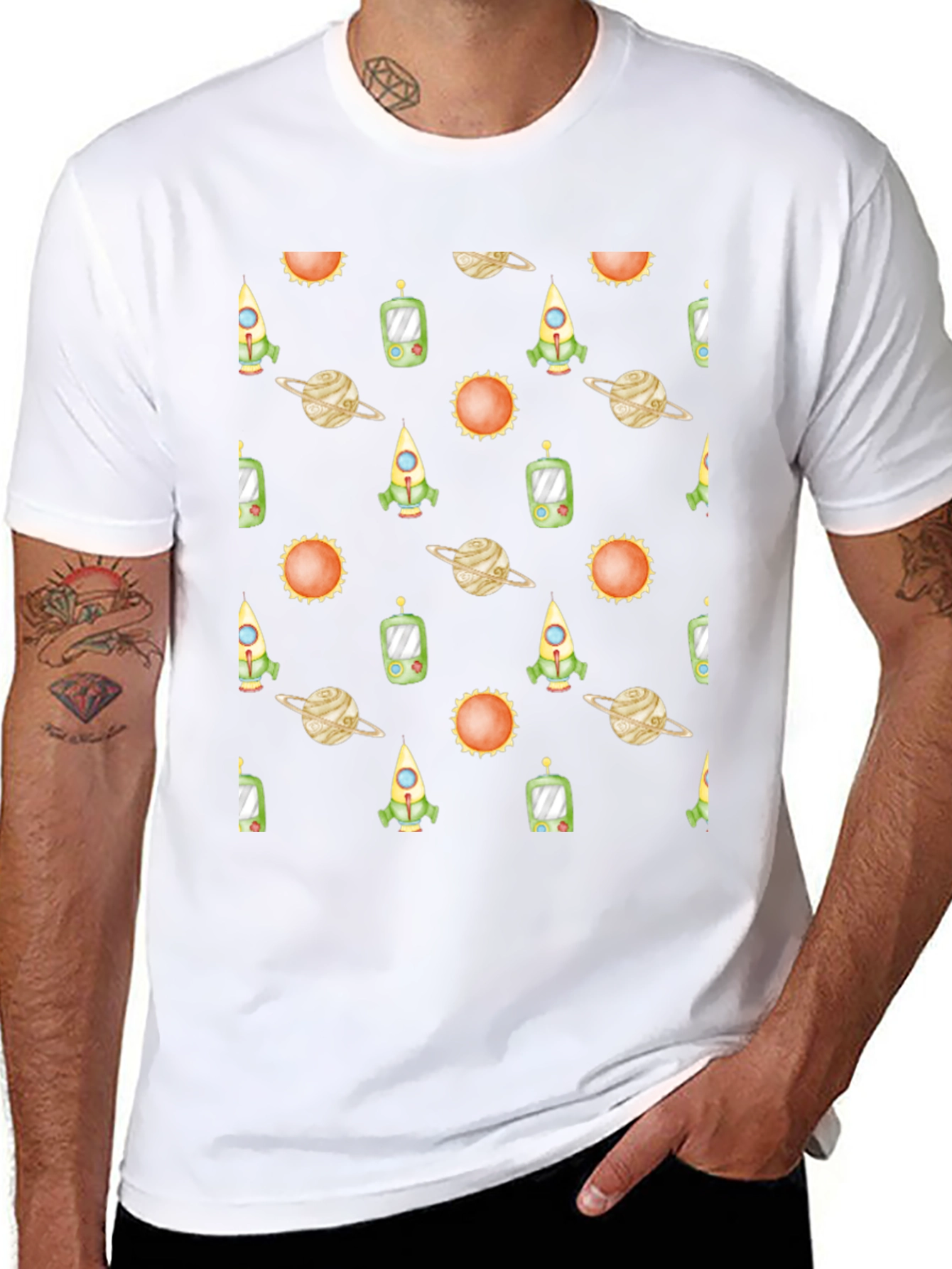 Space Pattern Black T-Shirt