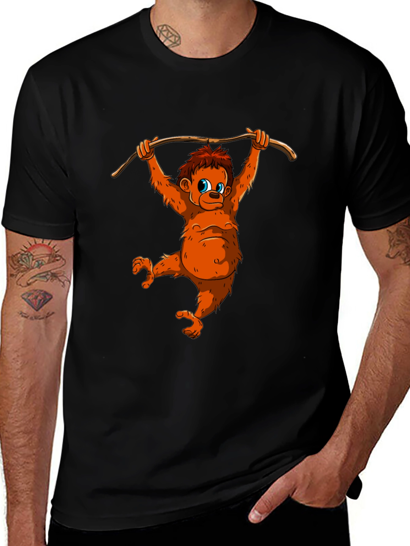 Cartoon Orangutan Hanging T-Shirt
