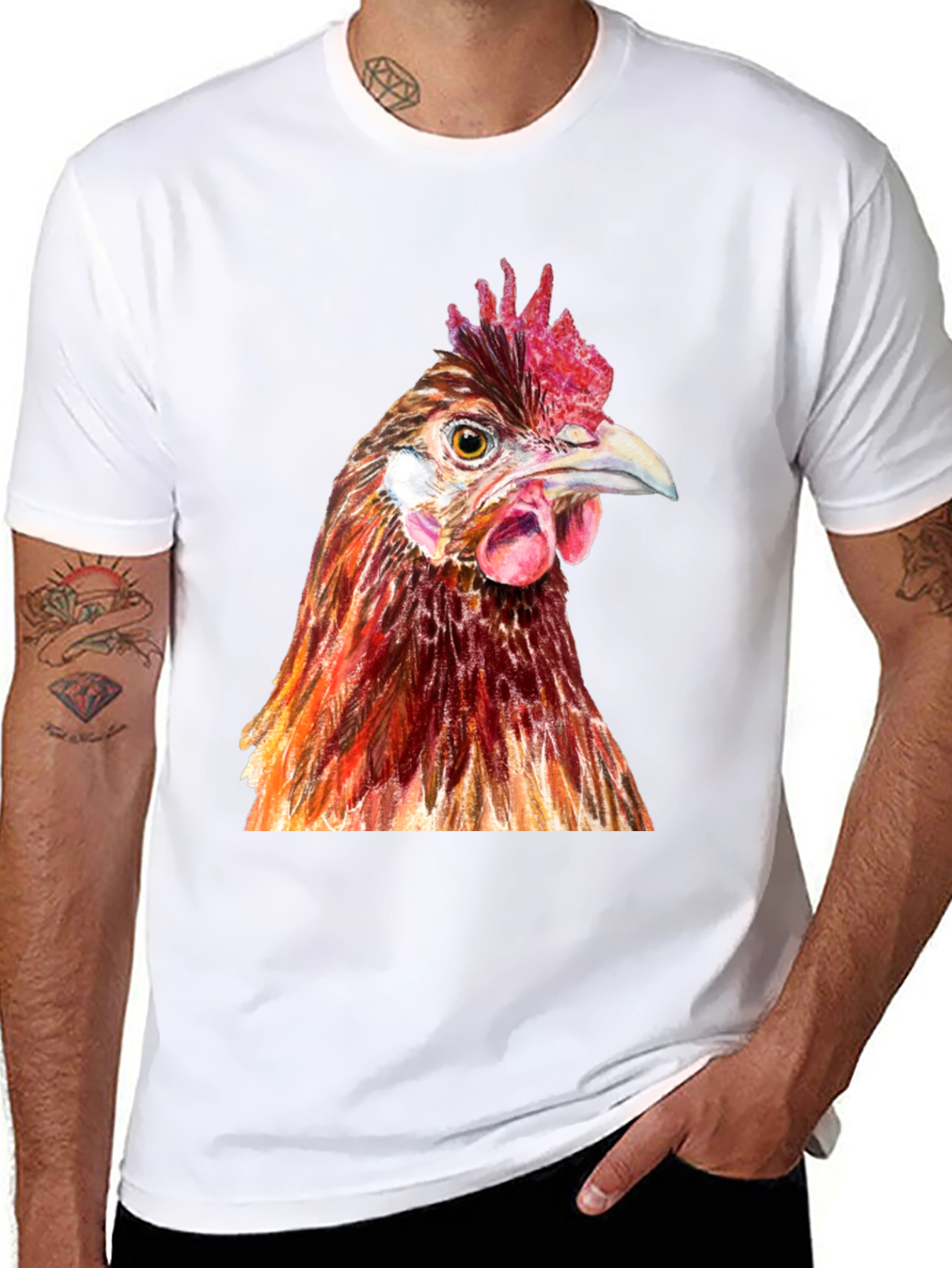 Chicken Graphic Tee - Black Cotton T-Shirt