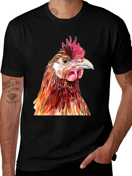 Chicken Graphic Tee - Black Cotton T-Shirt