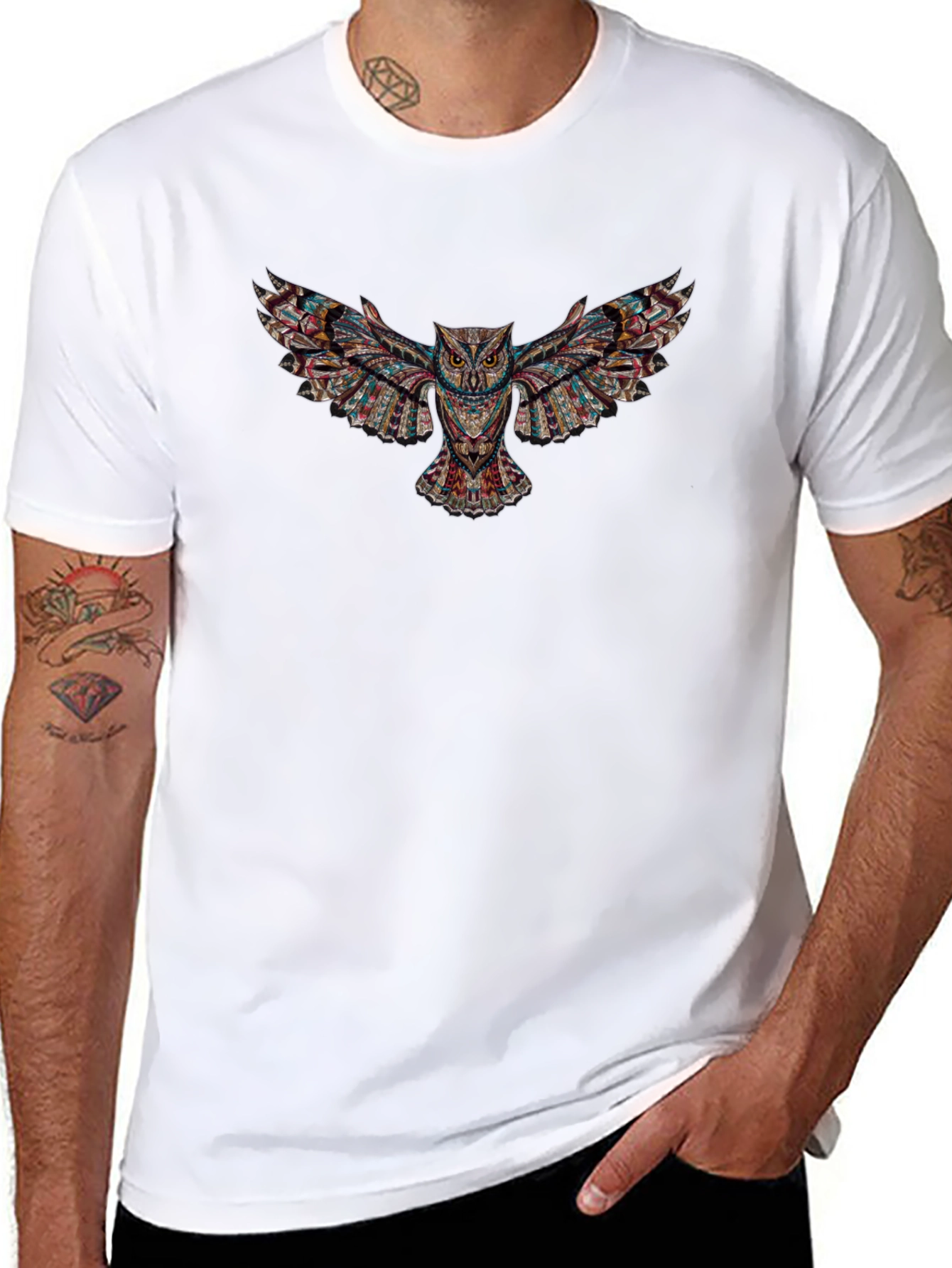 Aztec Owl Graphic Black T-Shirt