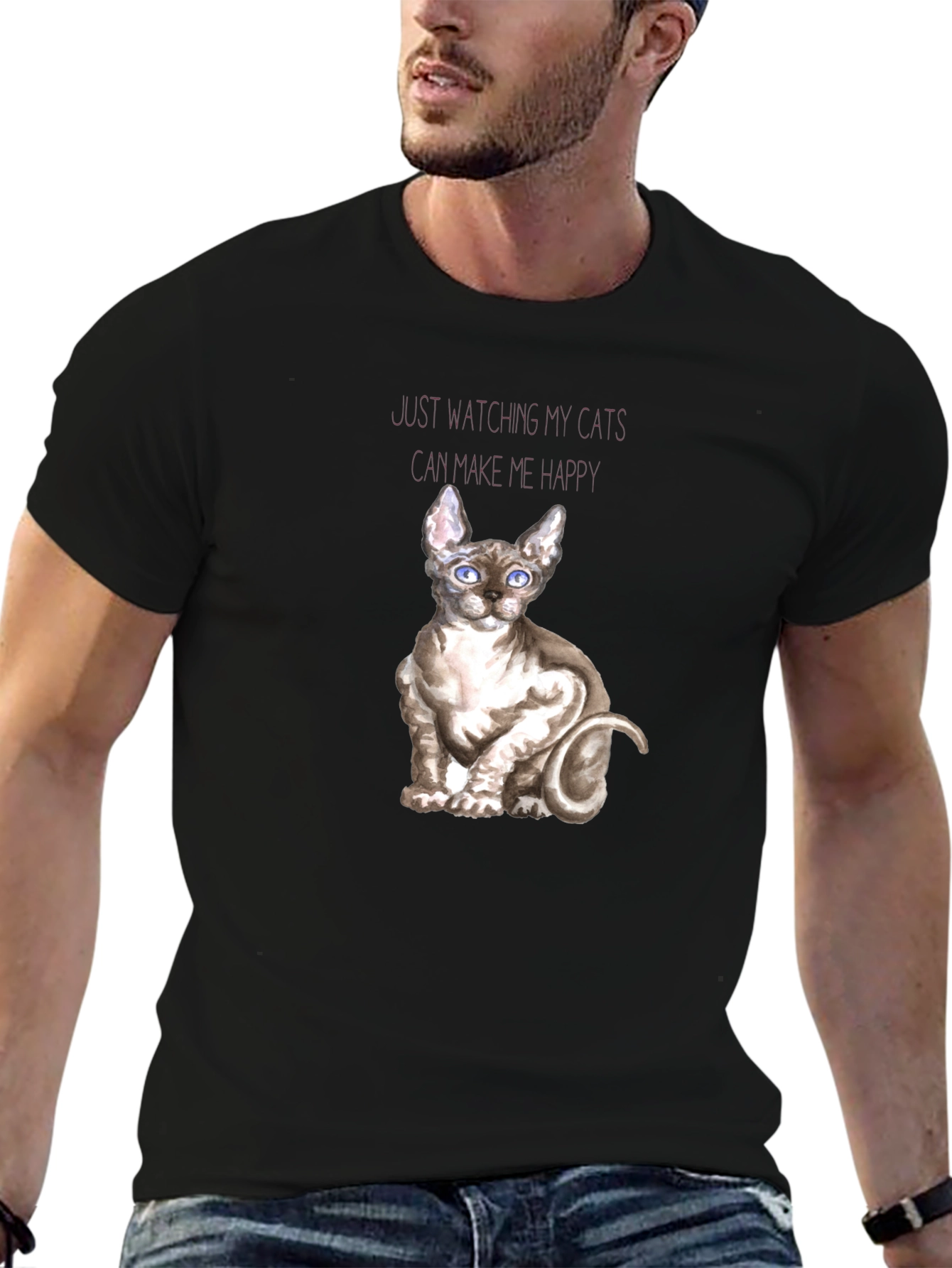 Sphynx Cat T-Shirt - Watching Cats Makes Me Happy