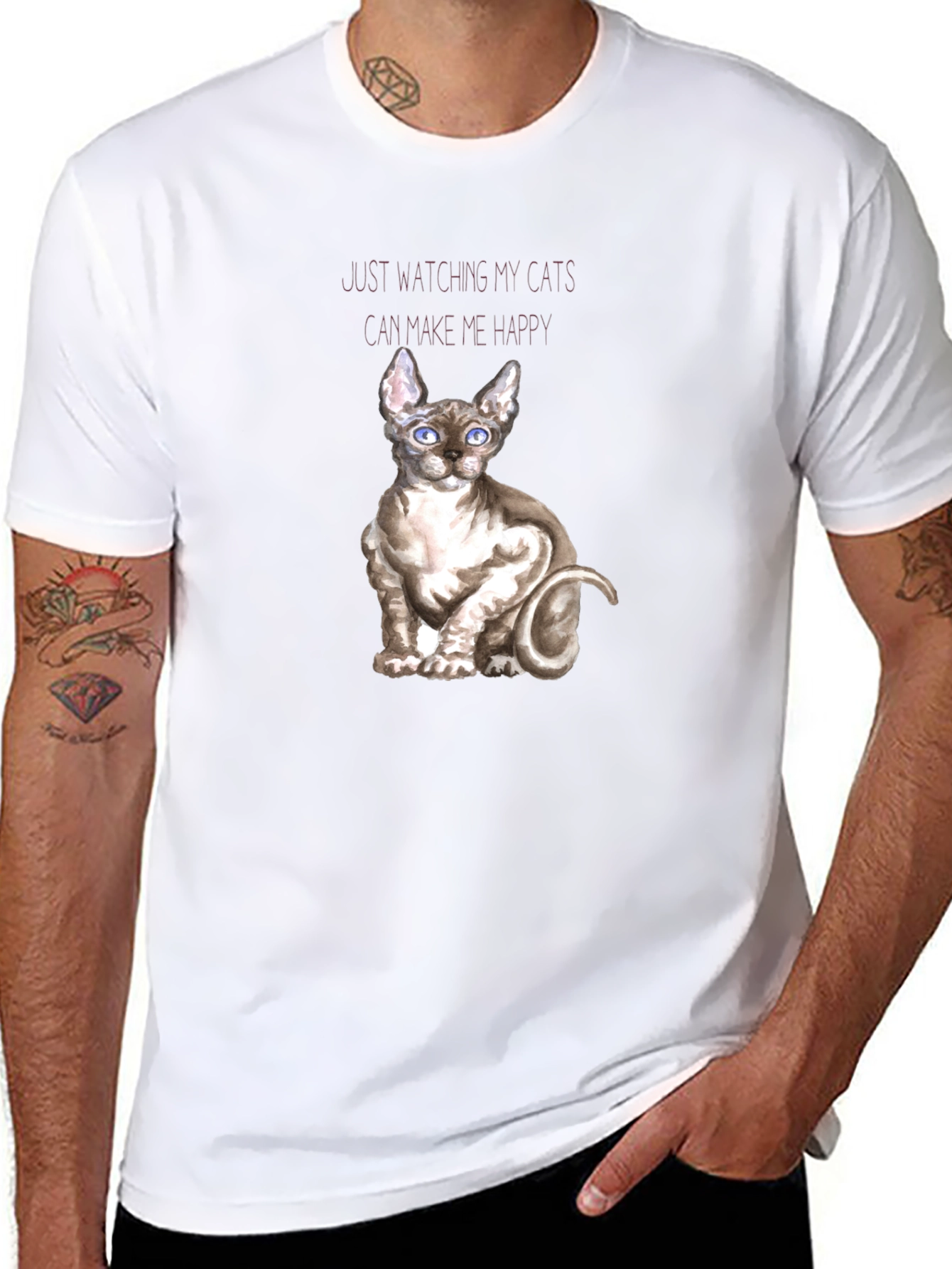 Sphynx Cat T-Shirt - Watching Cats Makes Me Happy
