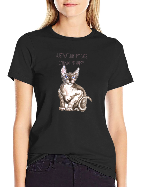 Sphynx Cat T-Shirt - Watching Cats Makes Me Happy